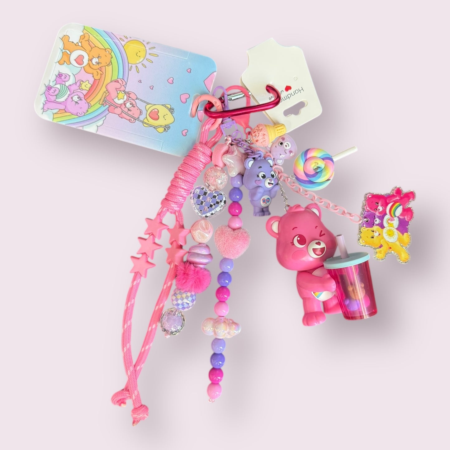 Pink Care Bear Bag Charm