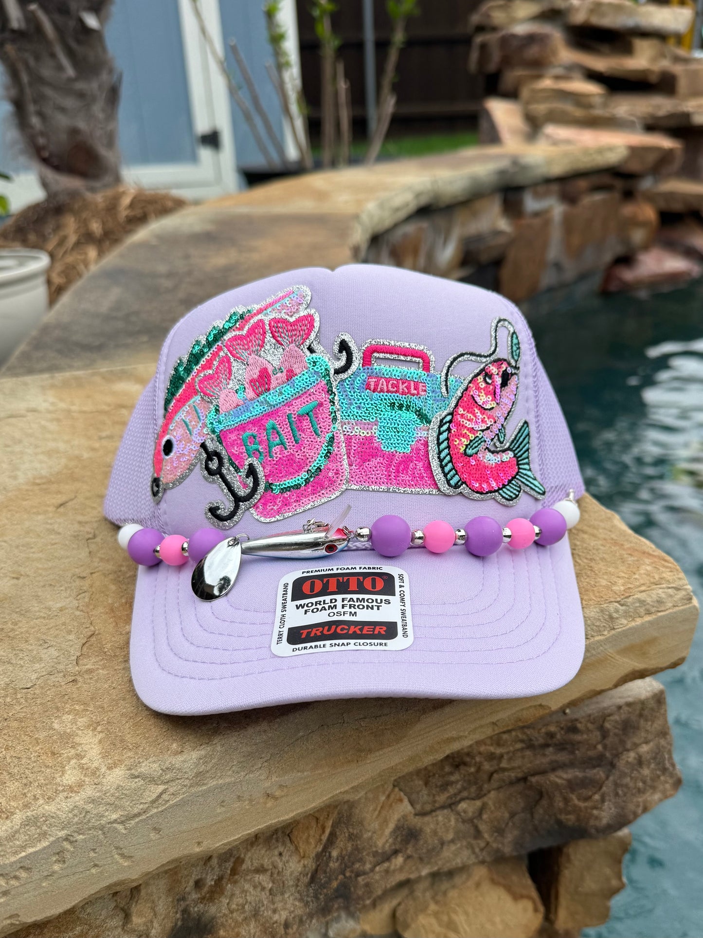 Sequin Patch Girly Fishing Cap (Purple)