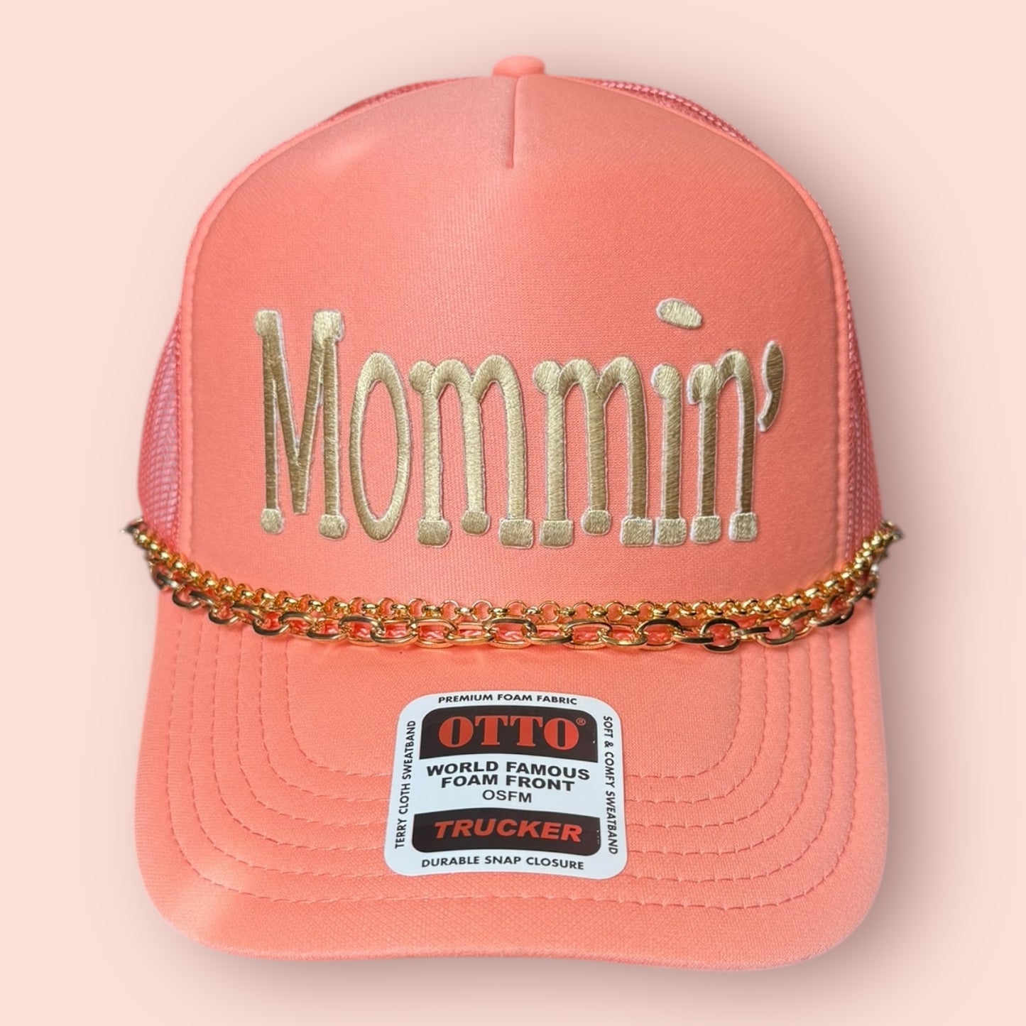 Coral Cap with Gold Mommin' Patch