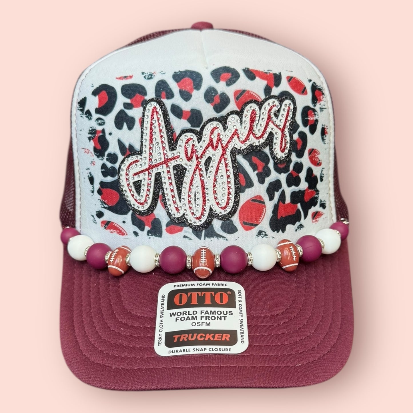 Maroon & White Blingy Aggies Cap