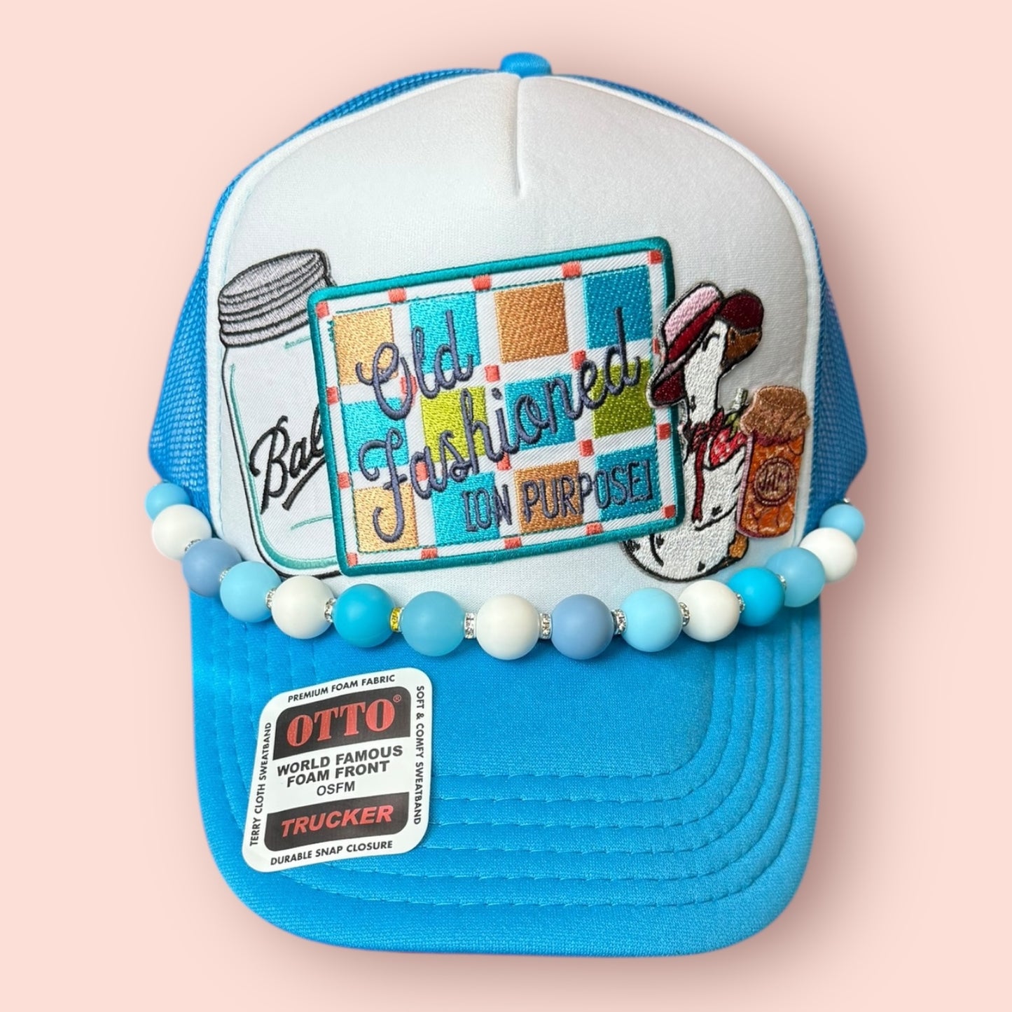 Neon Blue & White Old Fashioned On Purpose Cap