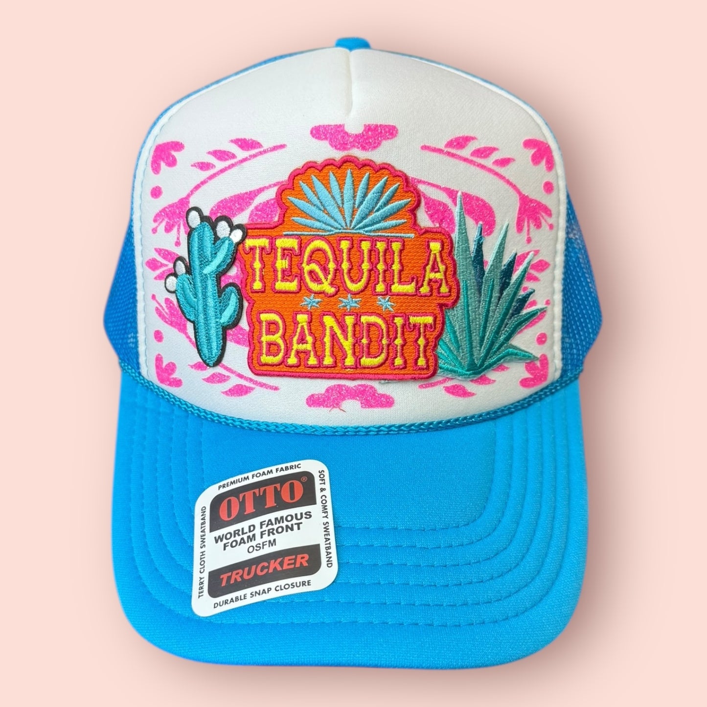 Neon Blue & White Tequila Bandit Cap