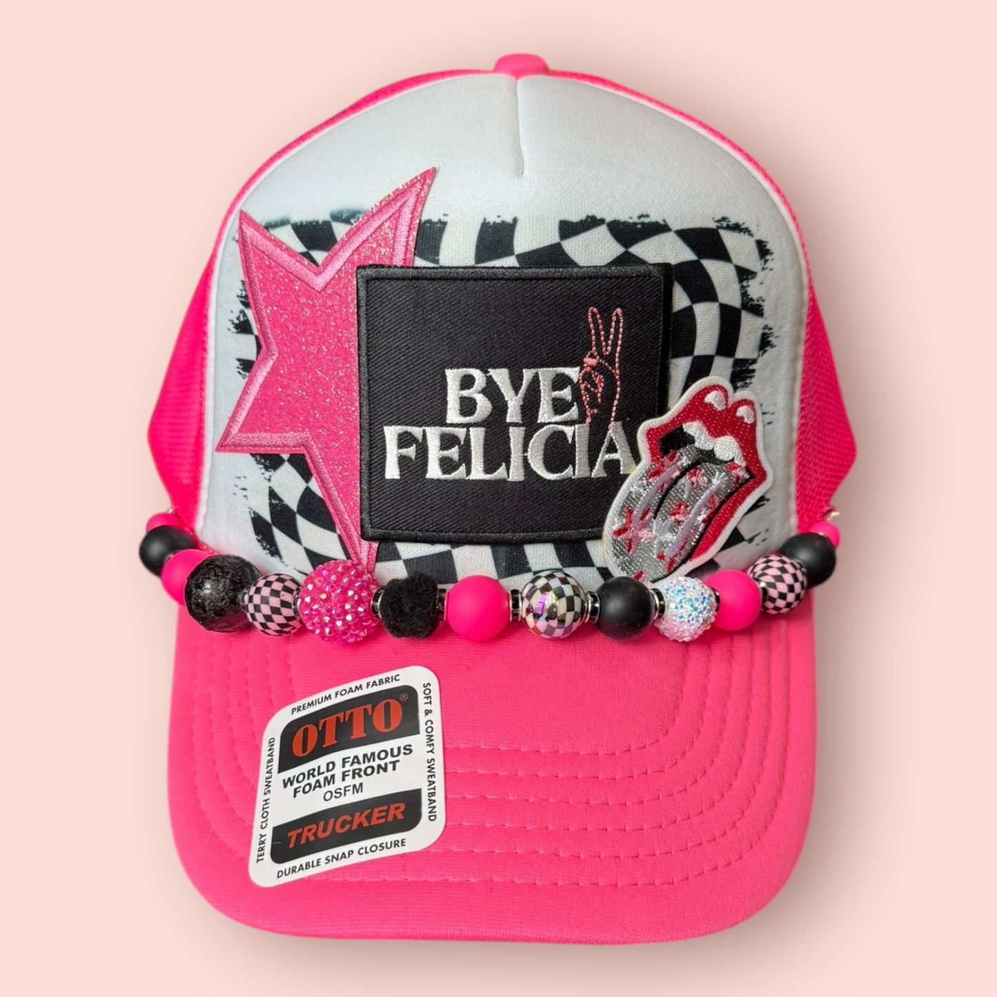 Neon Pink & White Bye Felicia! Rock Out Cap