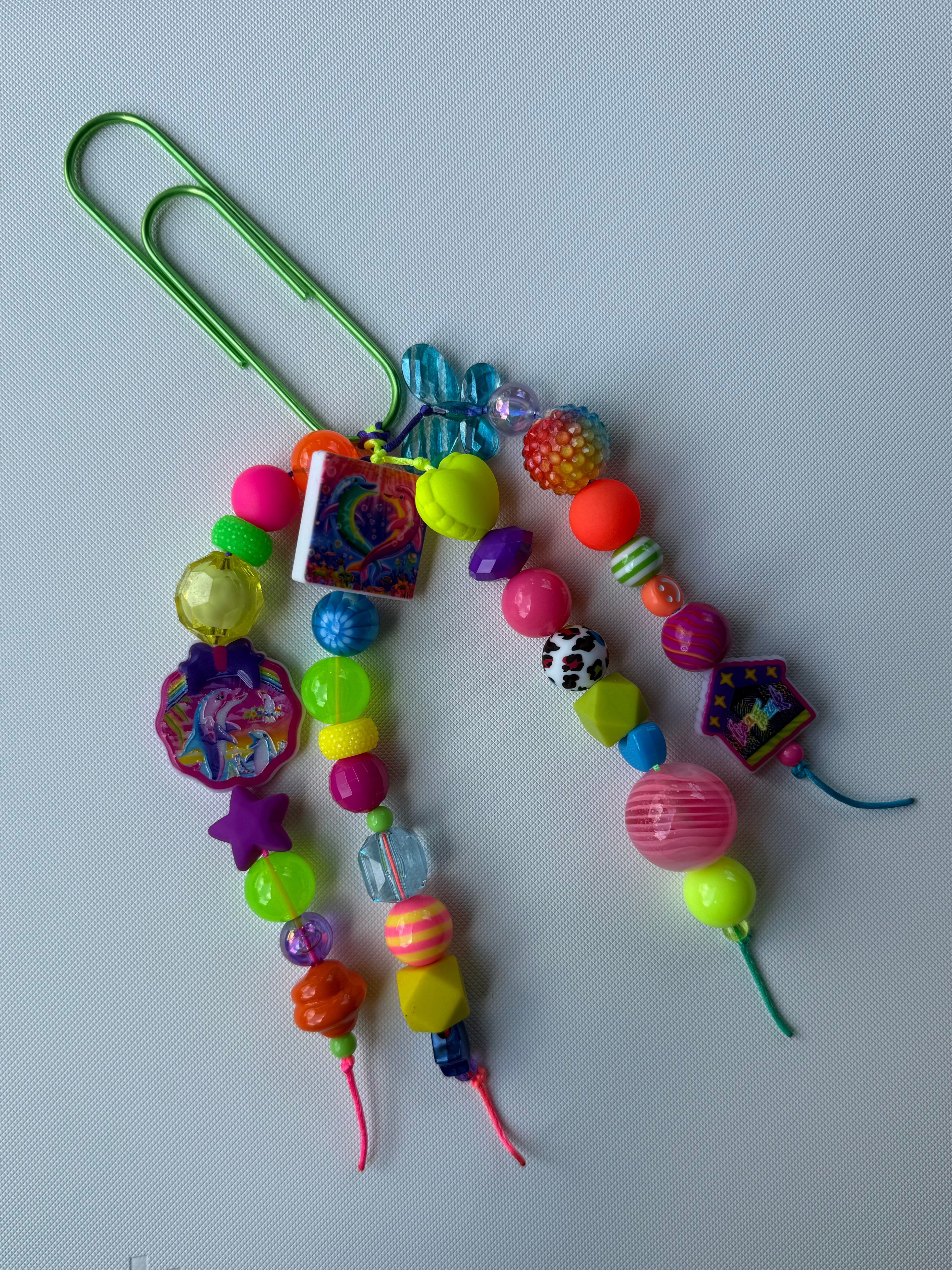 Neon Dolphin Beaded Bookmark