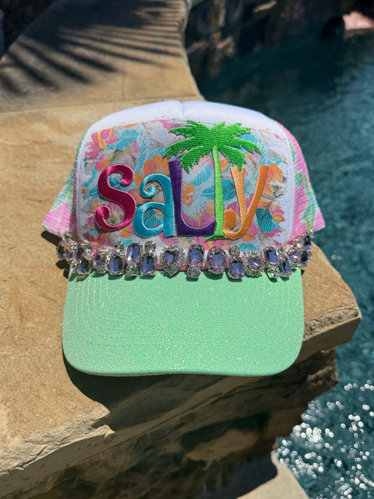 Salty Sparkly Palm Tree pattern Cap
