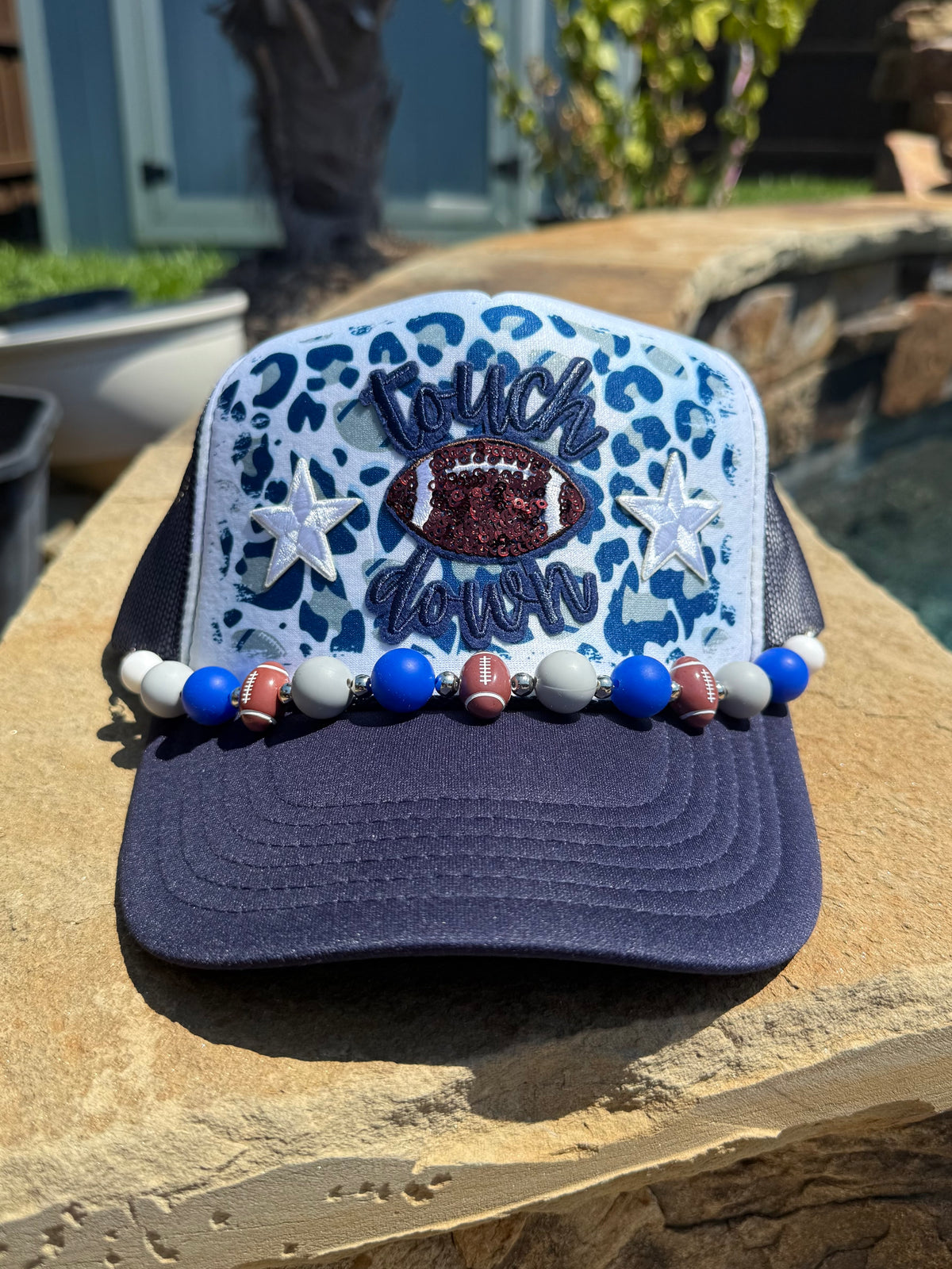 Touch Down (Blue & Gray) on Navy Cap