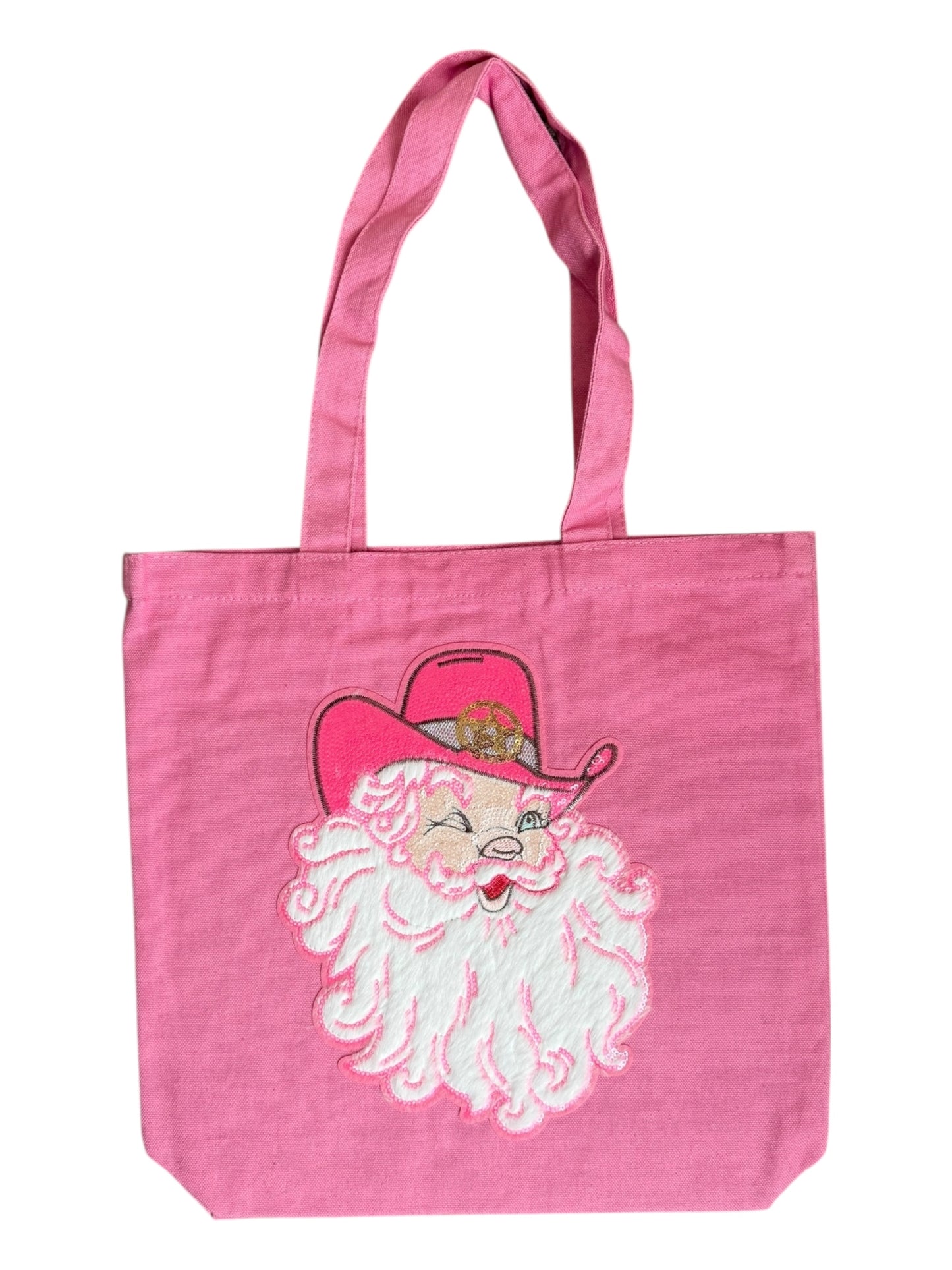 Hot Pink Santa Patch Tote