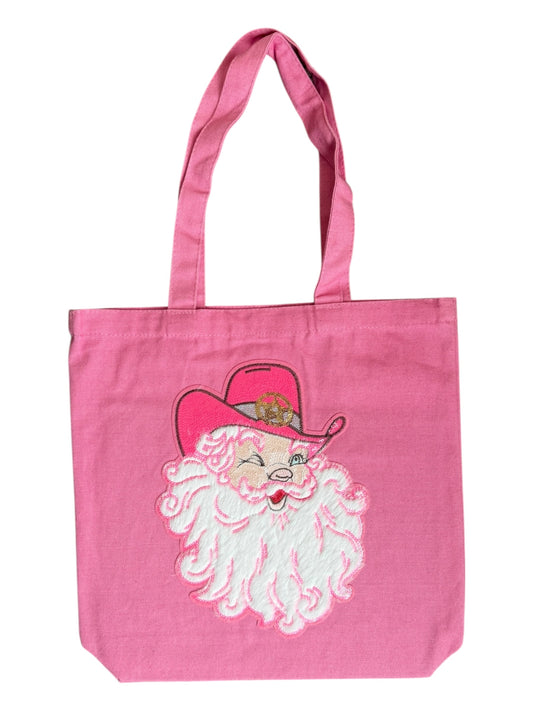 Hot Pink Santa Patch Tote