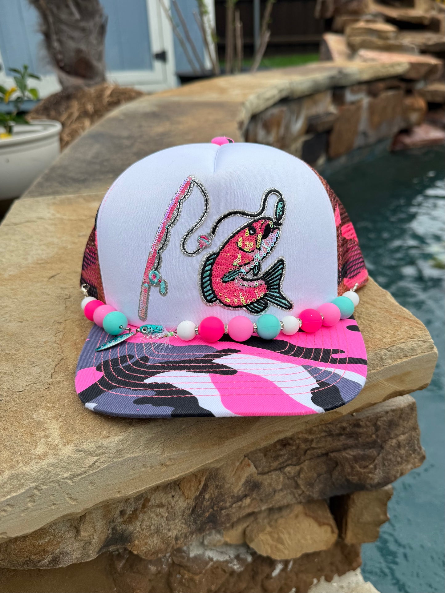 Sequin Patch Fish & Reel Cap