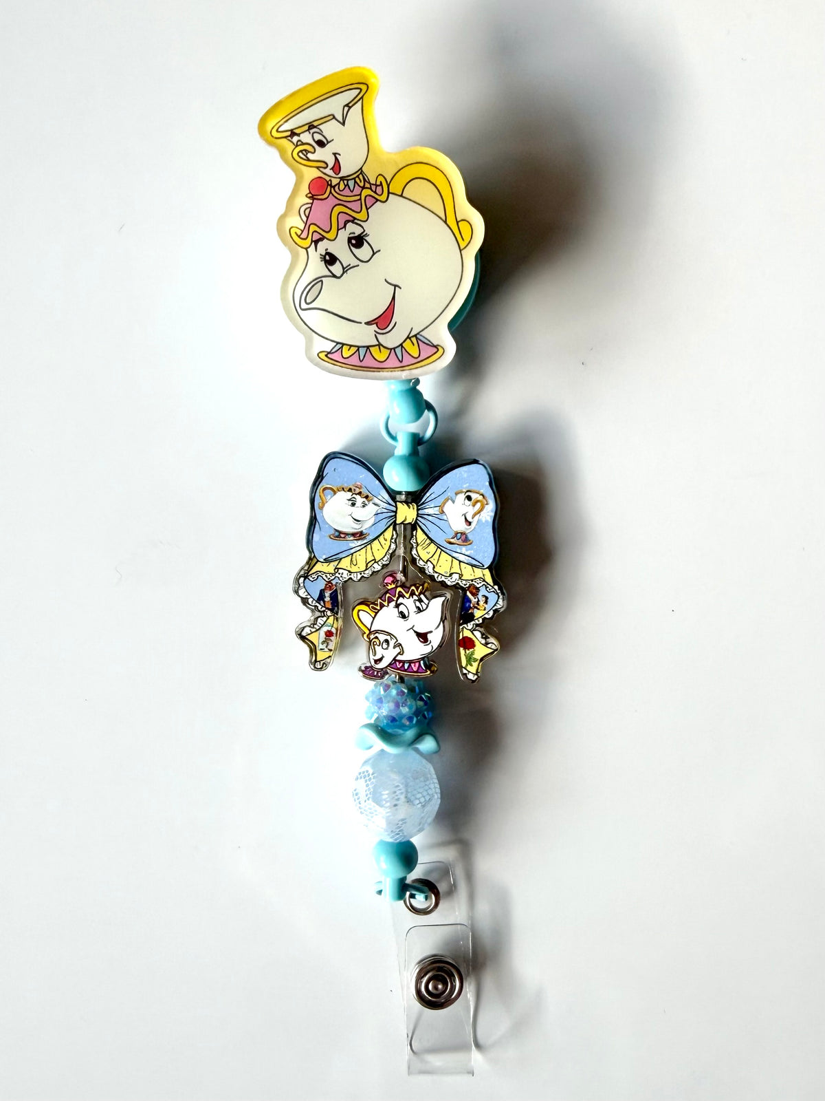 Mrs. Potts and Chip Beaded Interchangeable Badge Reel
