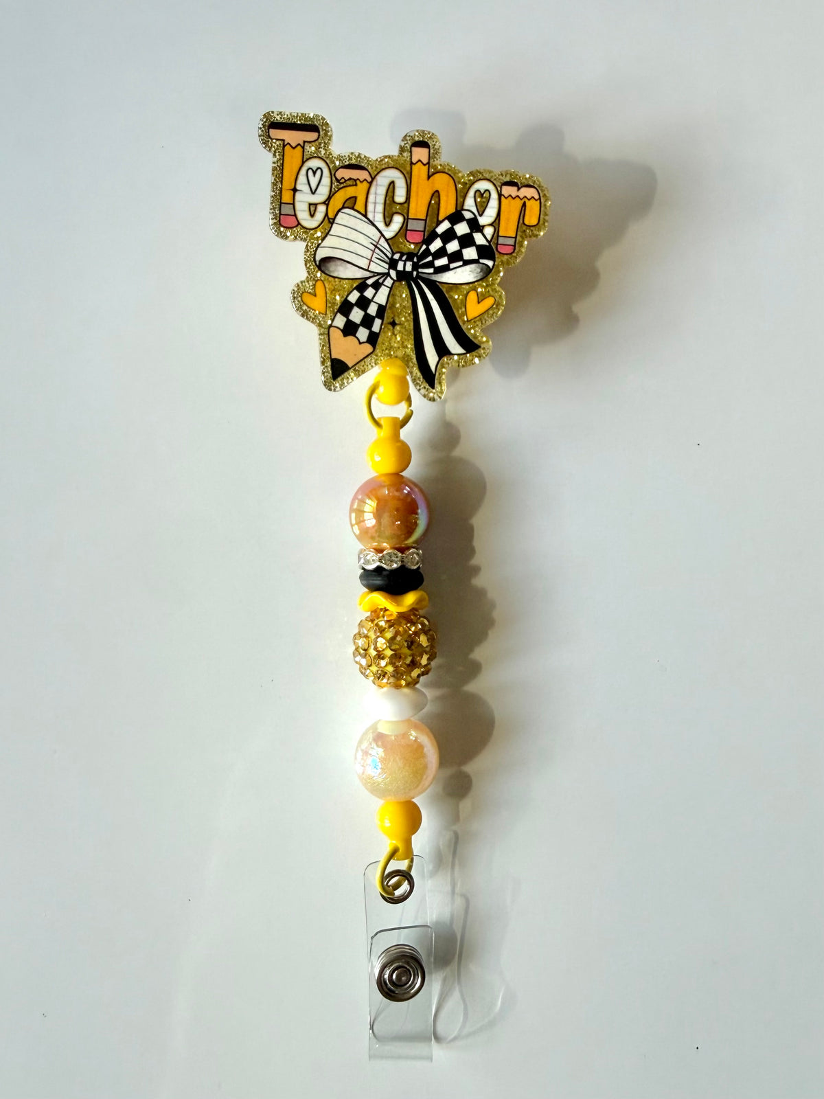 Teacher Beaded Interchangeable Badge Reel
