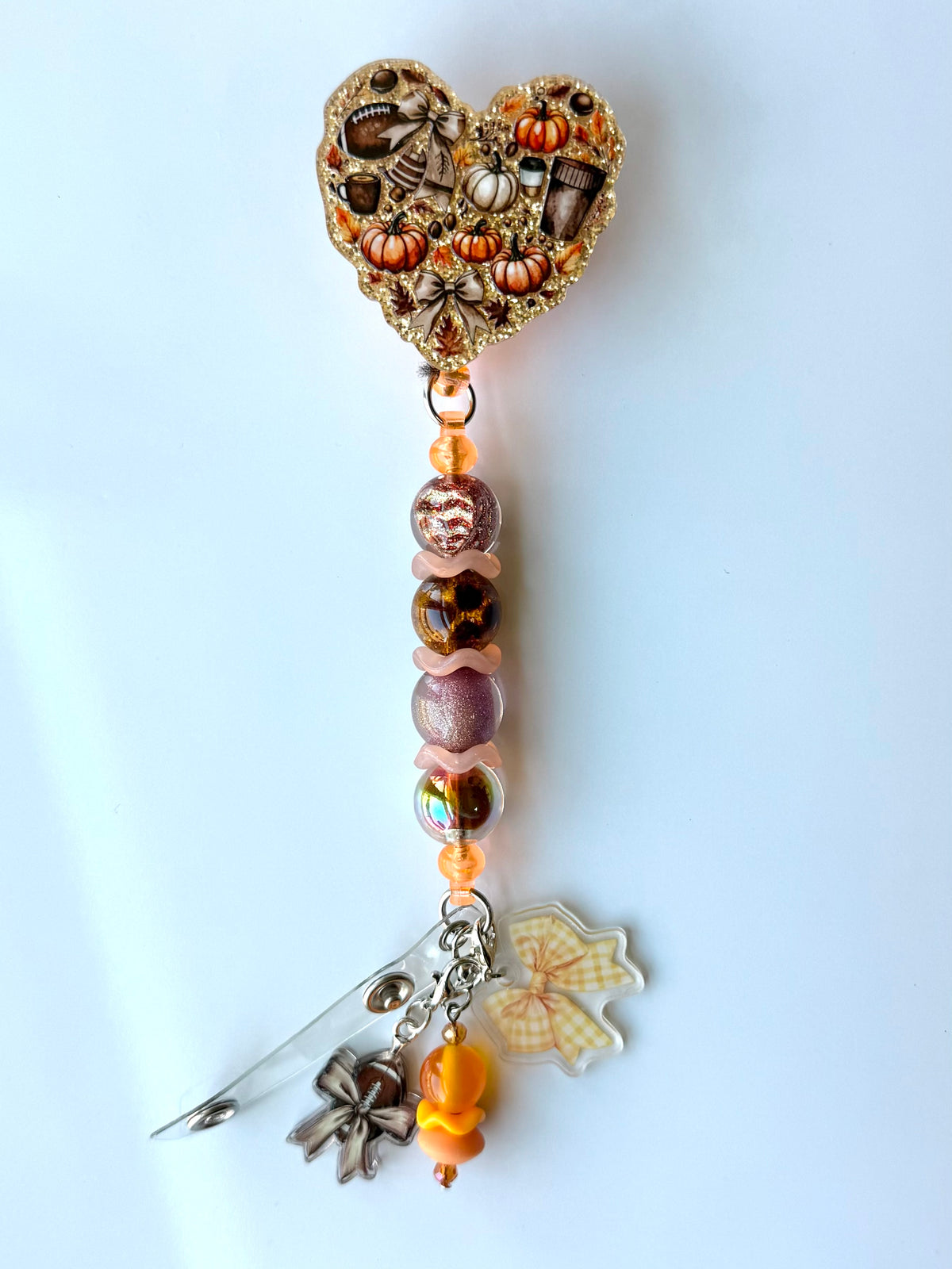 Fall Ball Beaded Interchangeable Badge Reel