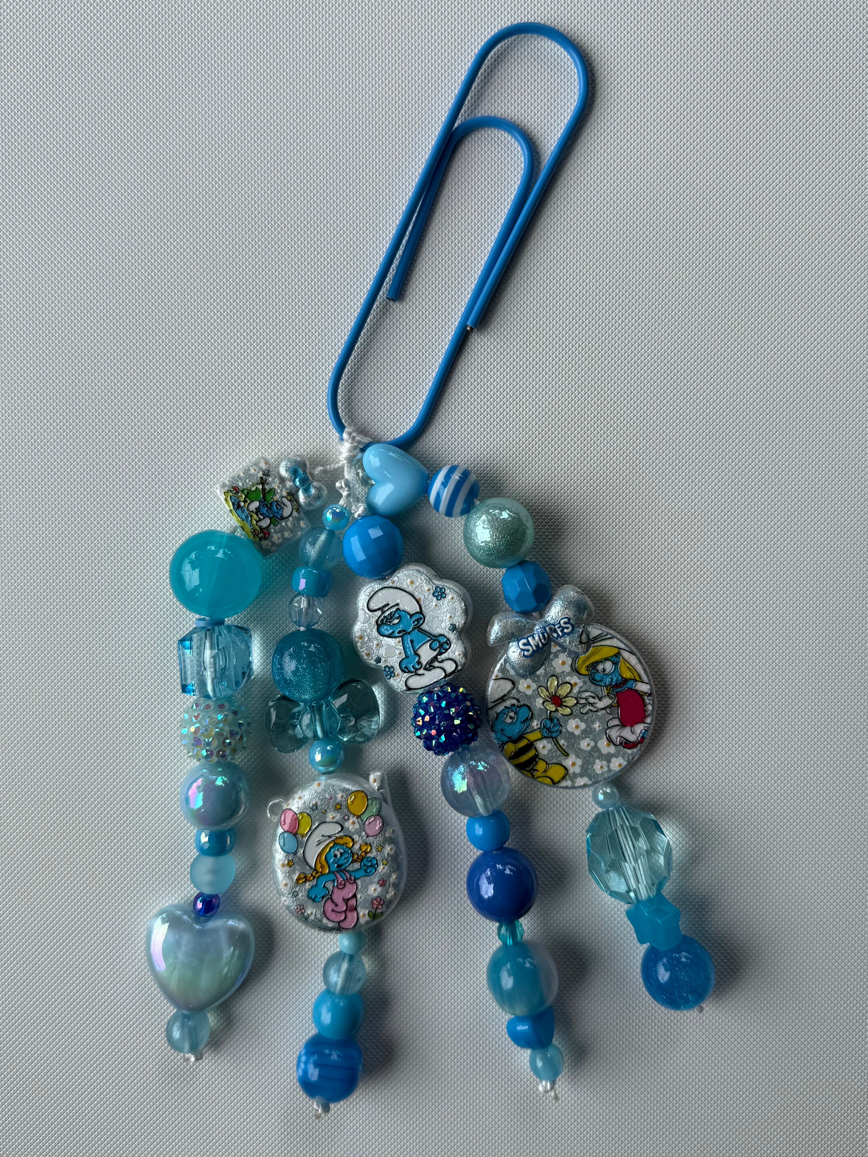 Smurf Beaded Bookmark