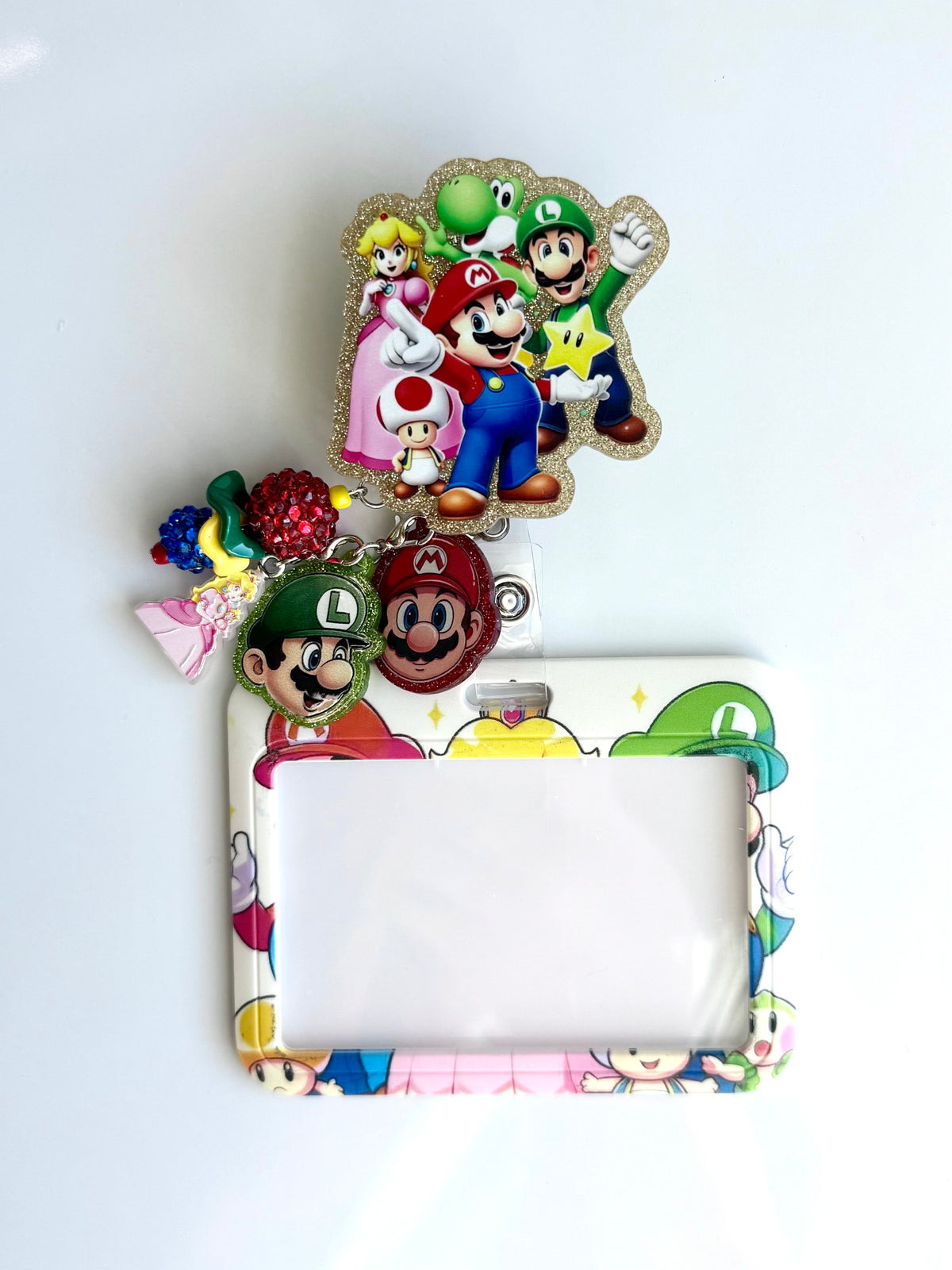 Mario Charmed Badge Reel with ID Holder