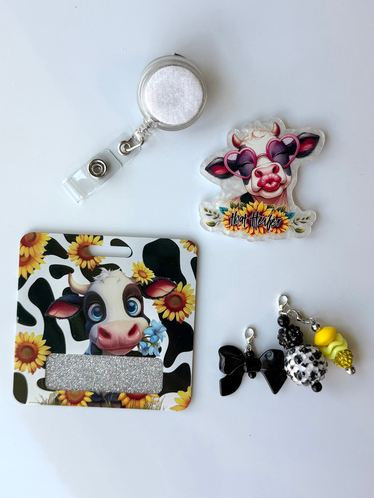 Sunflower Cow Interchangeable Badge Reel