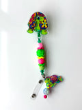 90s Rainbow Turtle Beaded Badge Reel