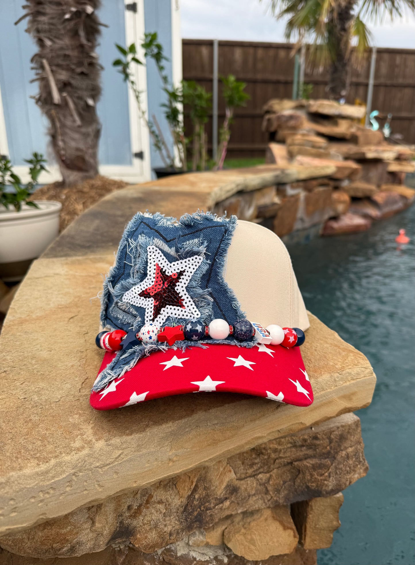 Denim Star USA themed Cap with Red Lid