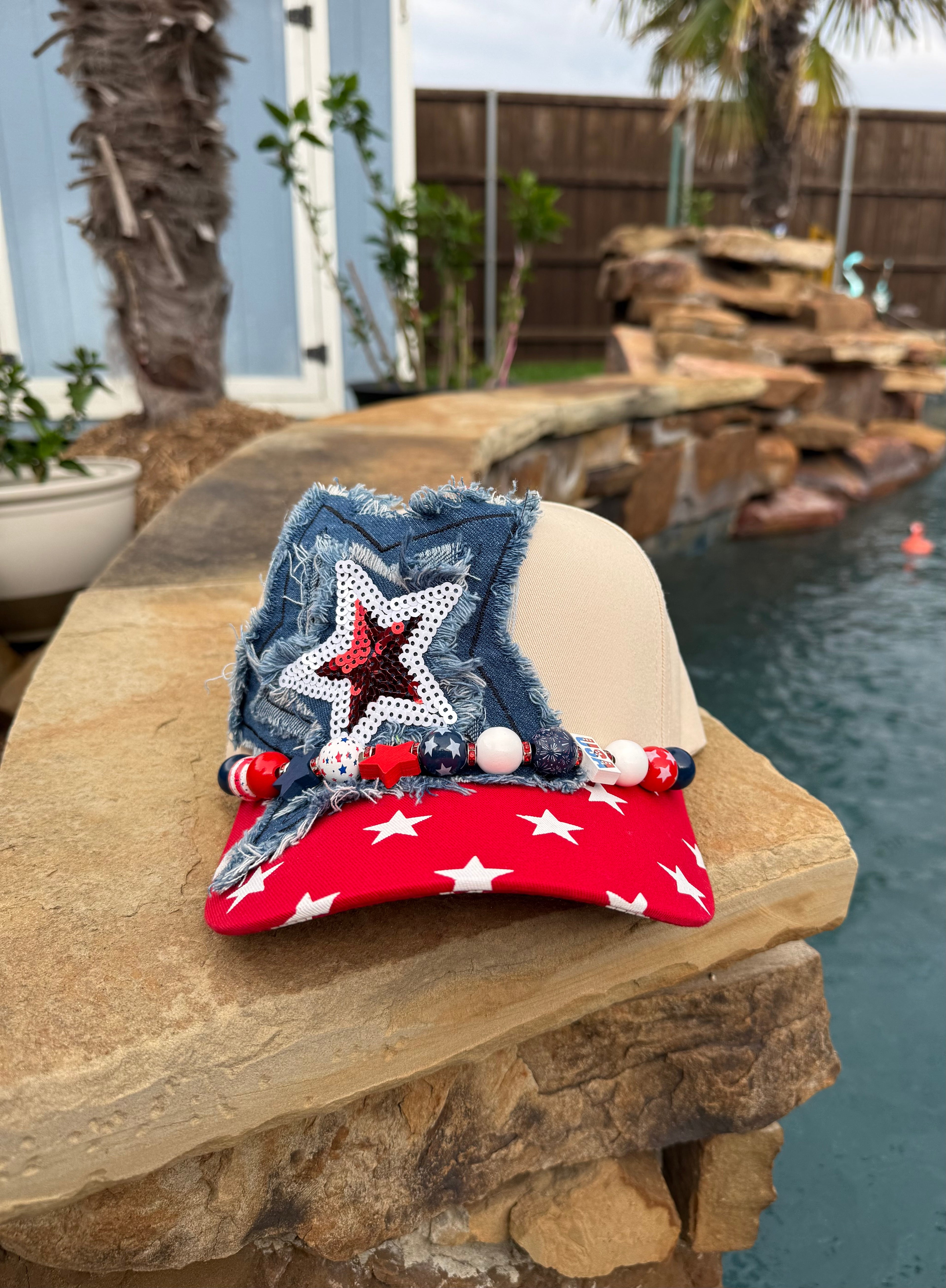 Denim Star USA themed Cap with Red Lid