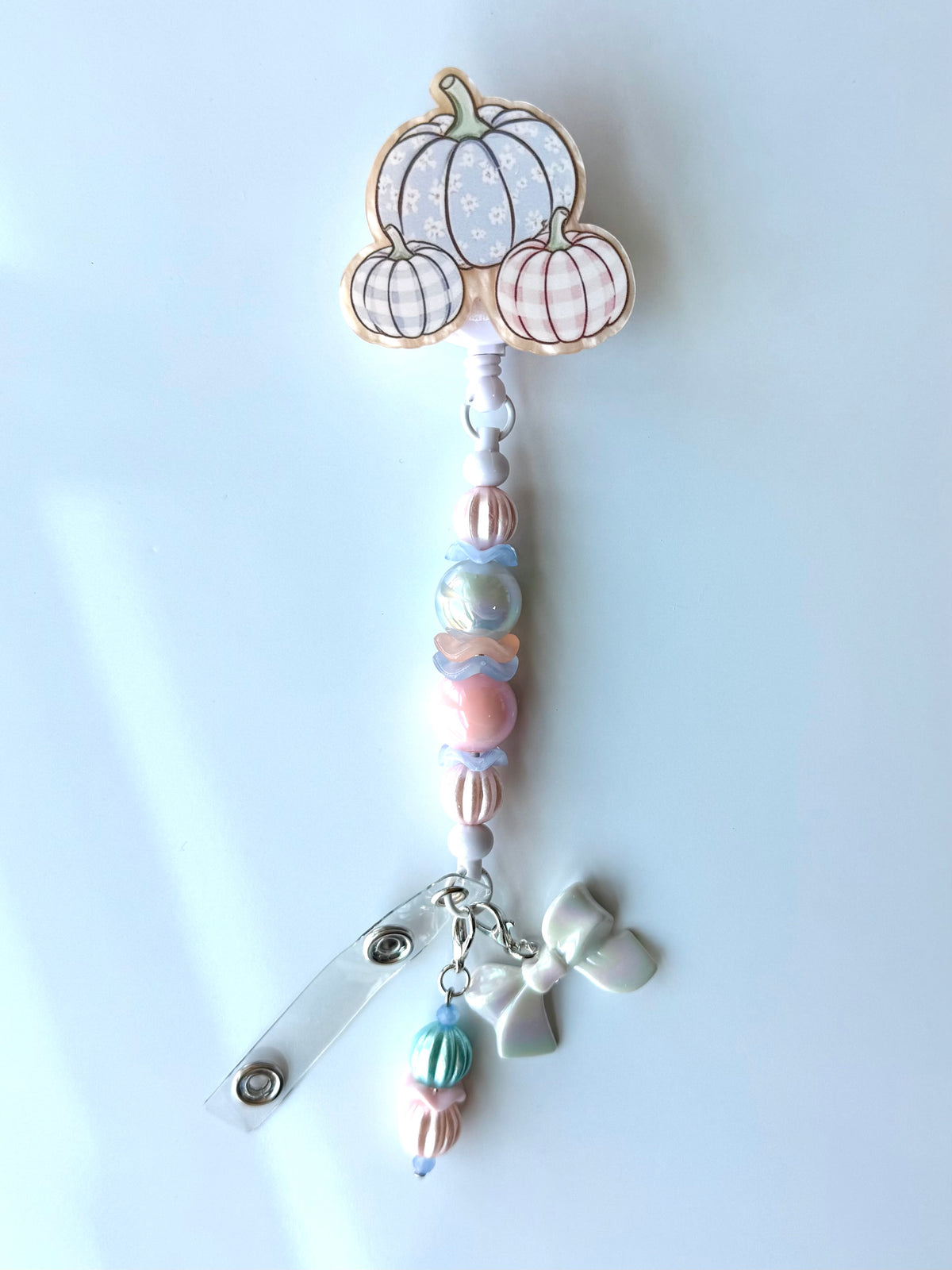 Pastel Pumpkins Beaded Interchangeable Badge Reel