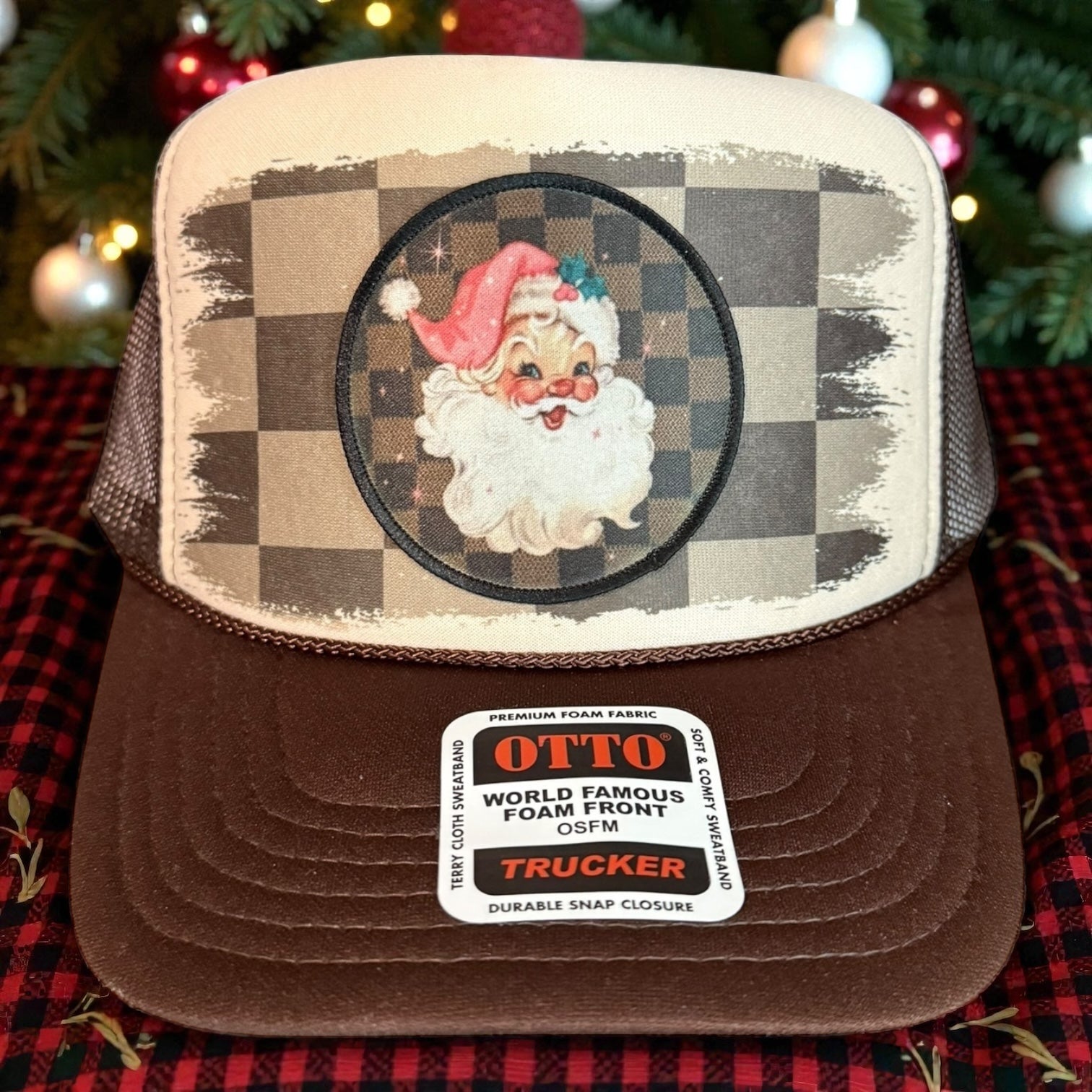 Checkered Santa Christmas Cap