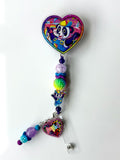 90s Rainbow Panda Beaded Interchangeable Badge Reel