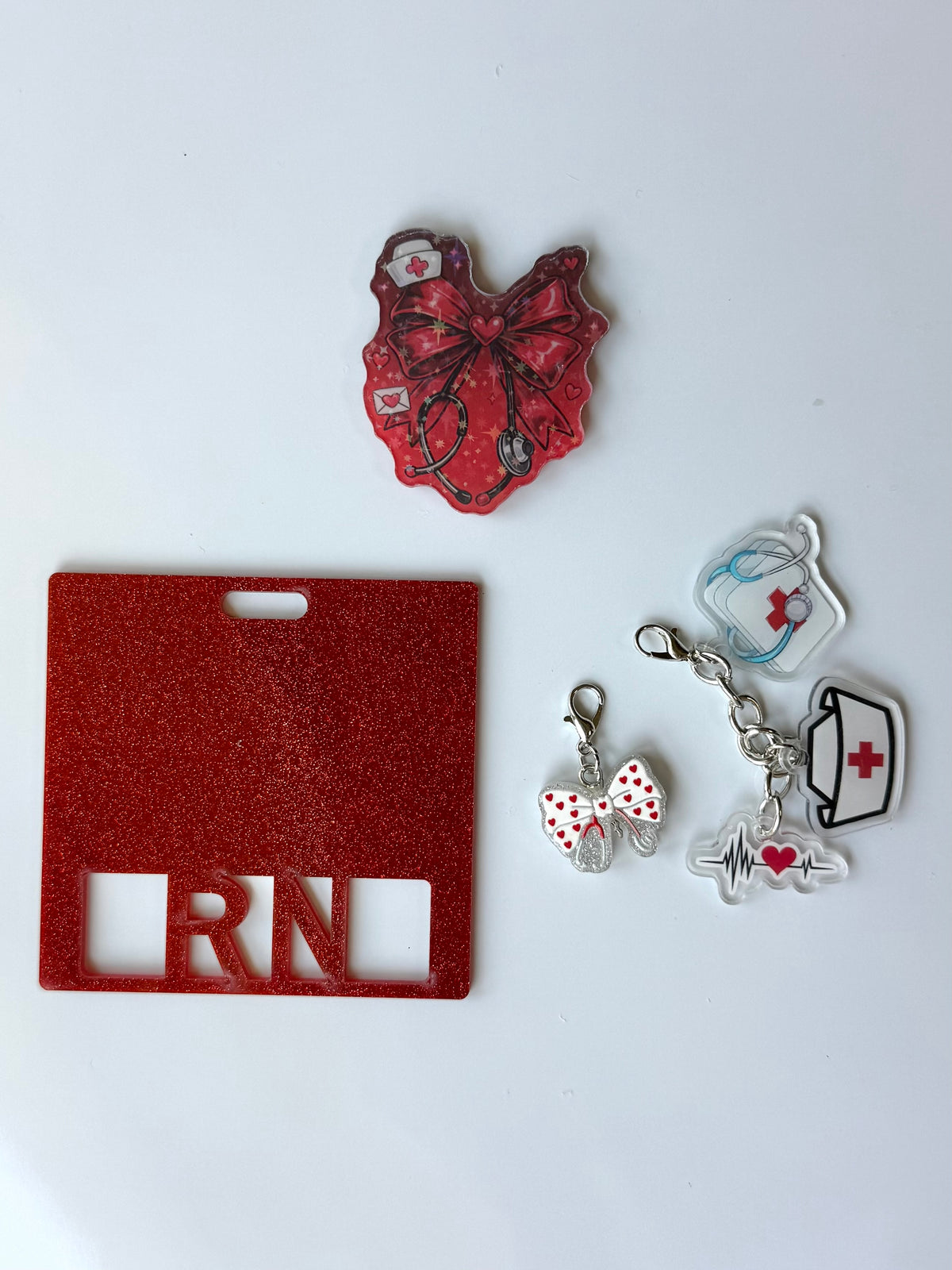 Red RN Bow Interchangeable Badge Reel