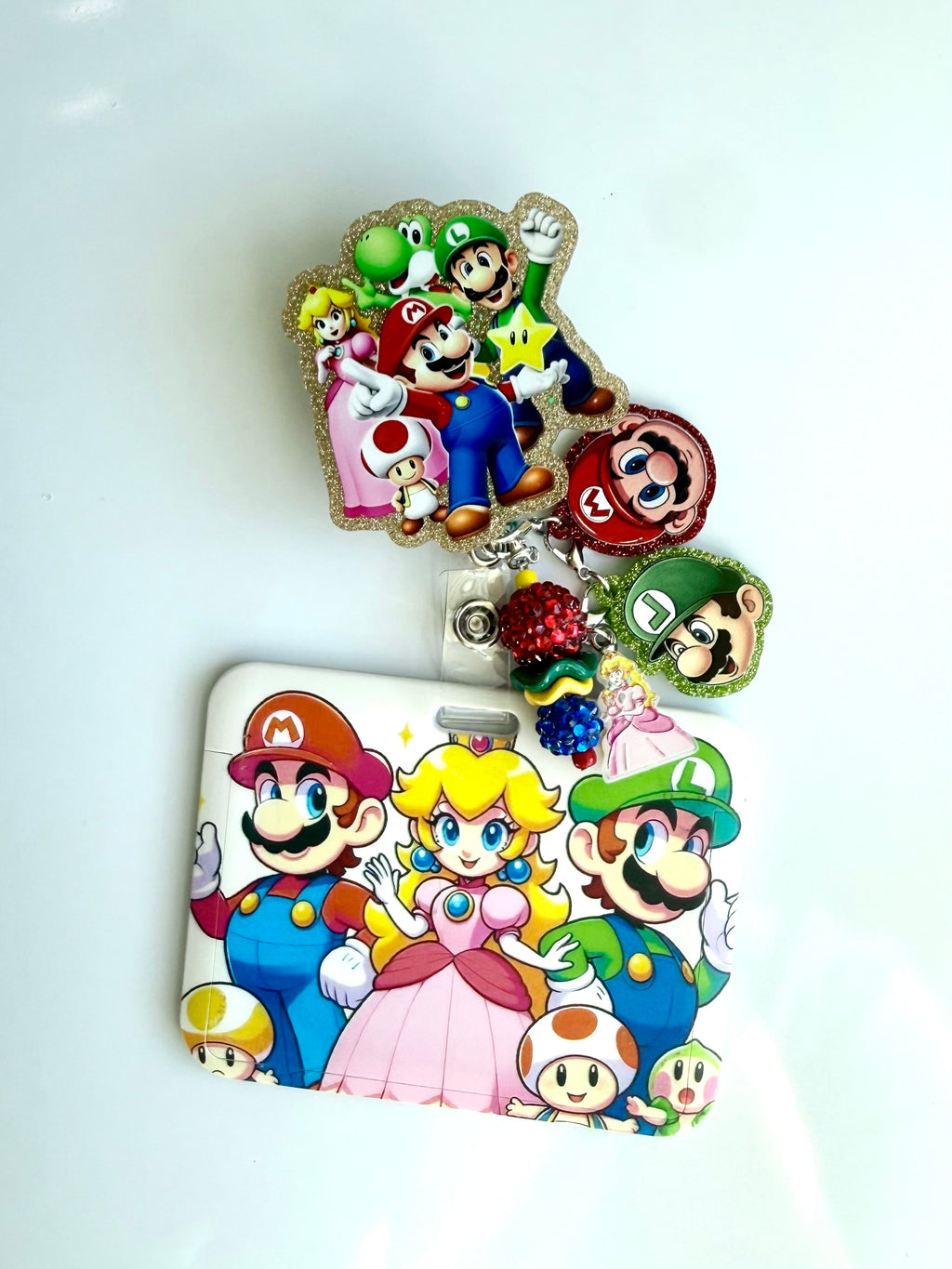 Mario Charmed Badge Reel with ID Holder