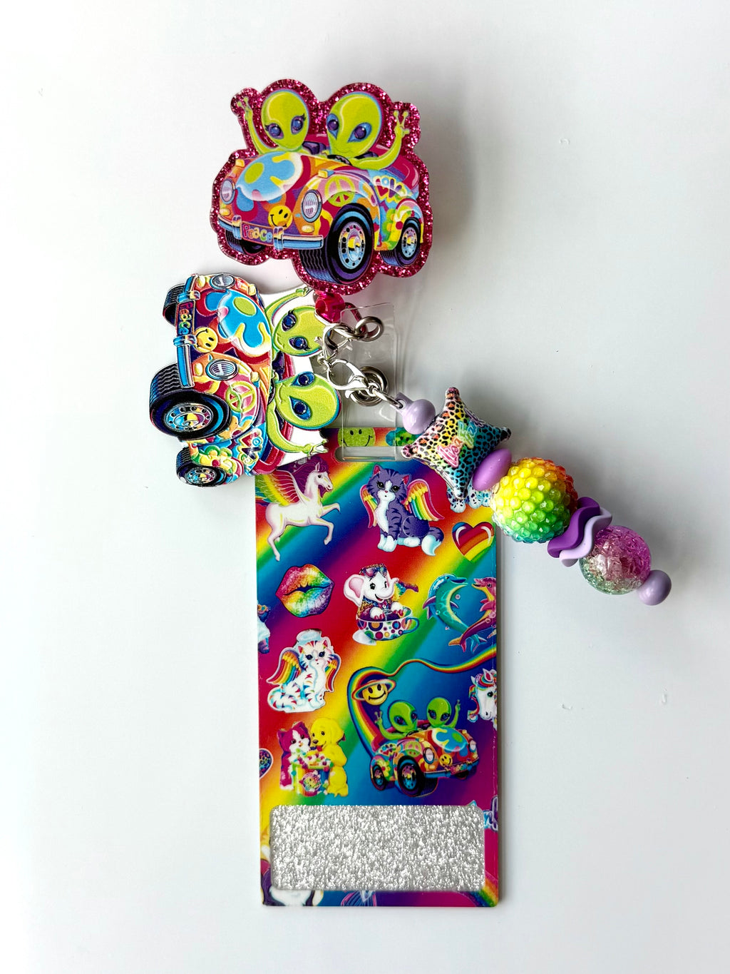 90s Rainbow Alien Interchangeable Badge Reel Buddy