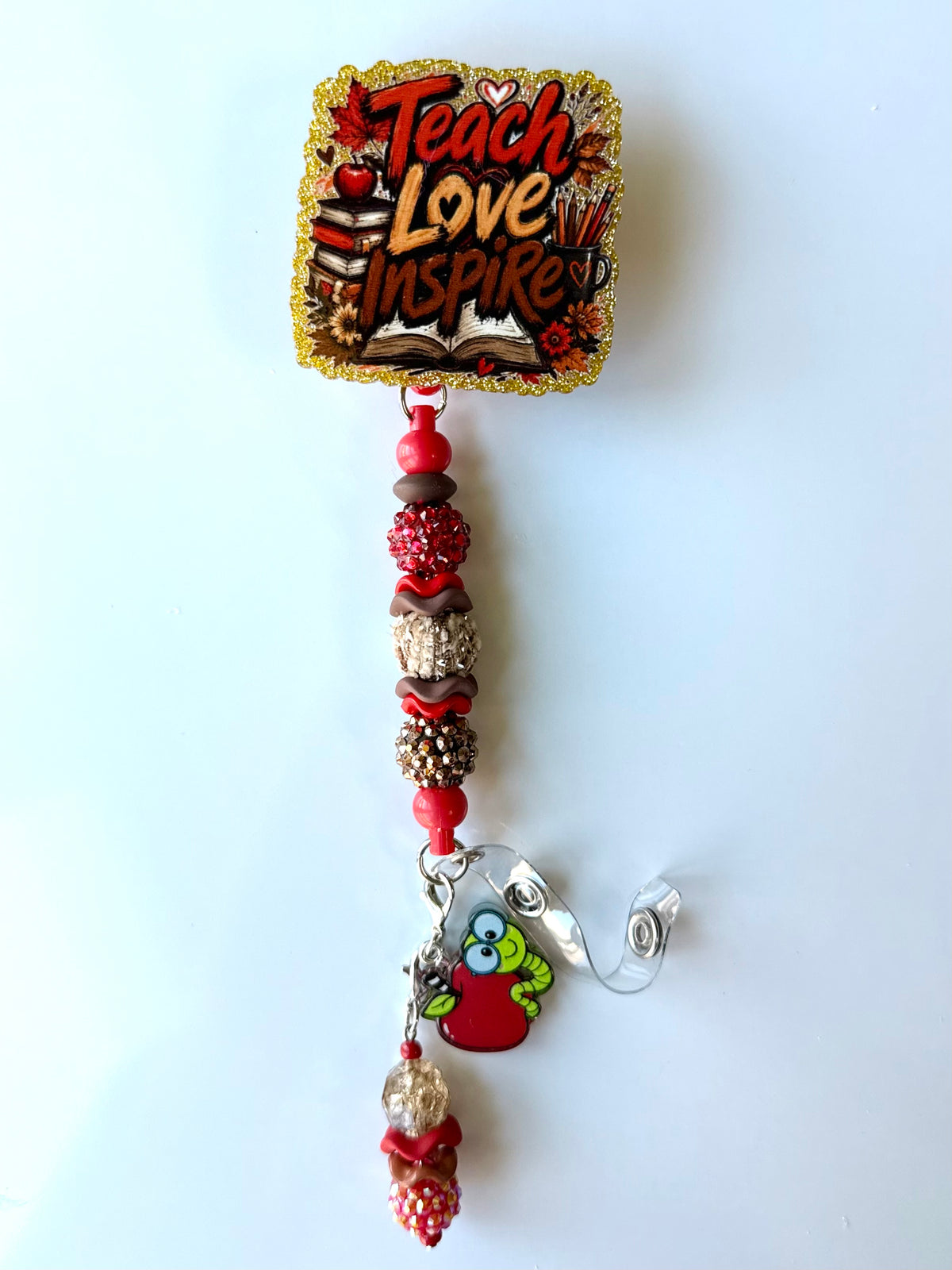 Teacher Beaded Interchangeable Badge Reel