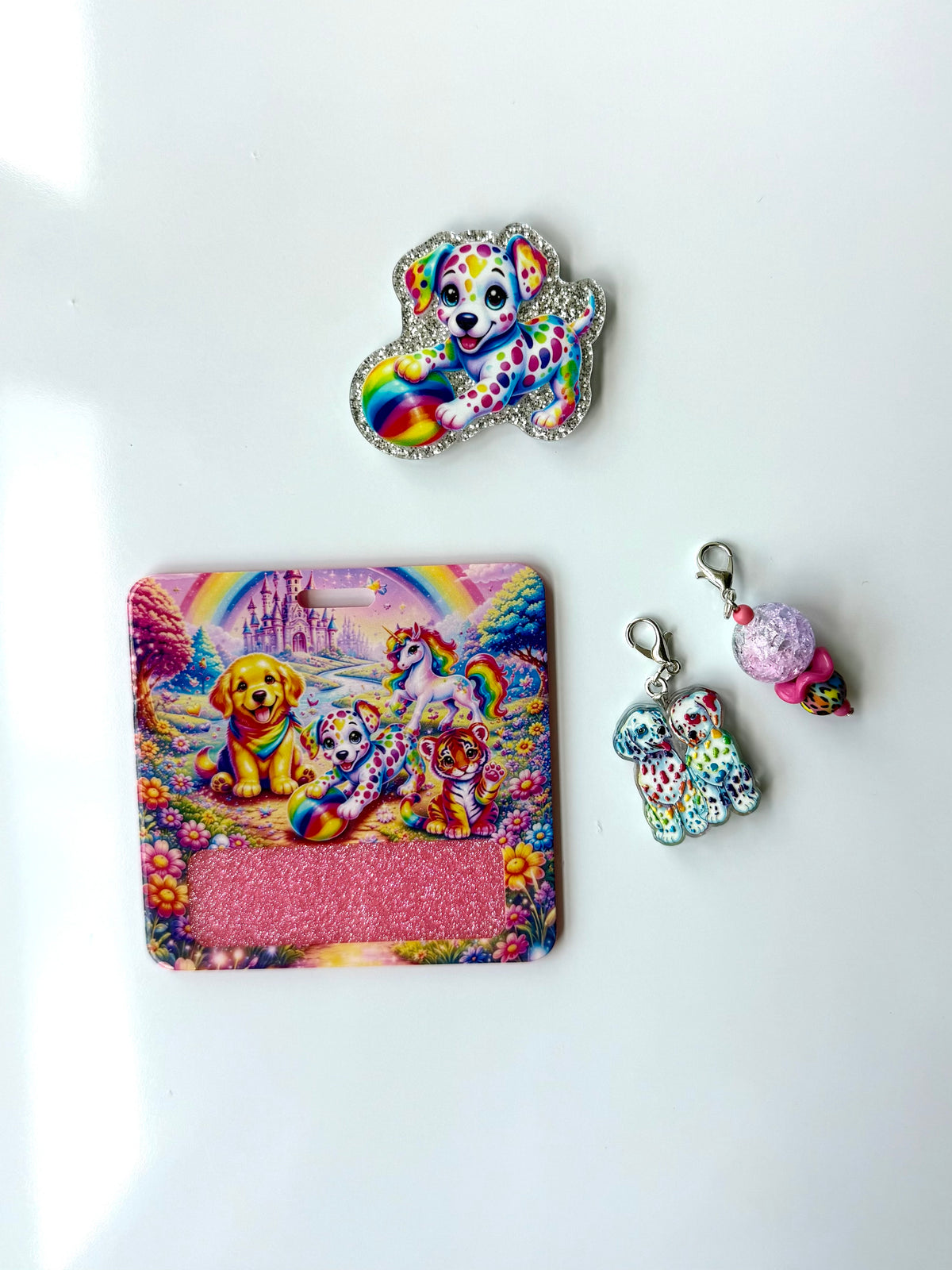 90s Rainbow Dog Interchangeable Badge Reel Buddy