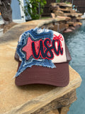 USA with Denim Star (brown/beige) Cap