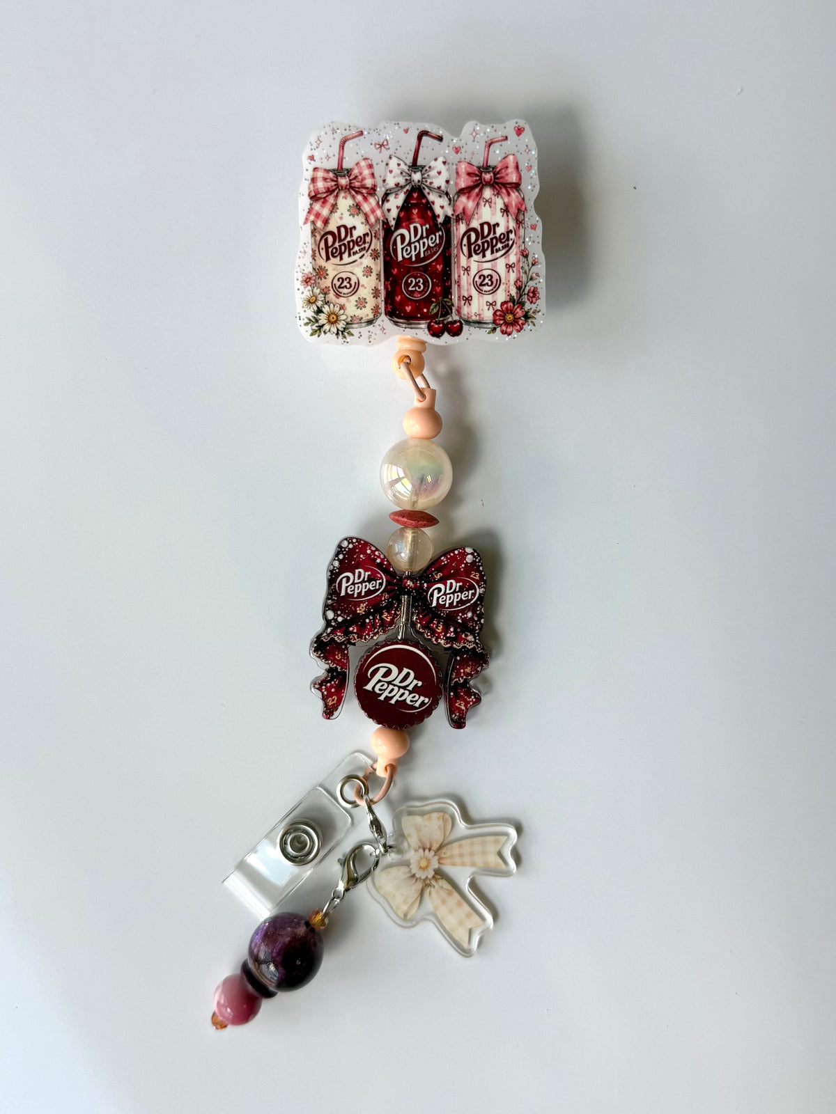Dr. Pepper Beaded Interchangeable Badge Reel