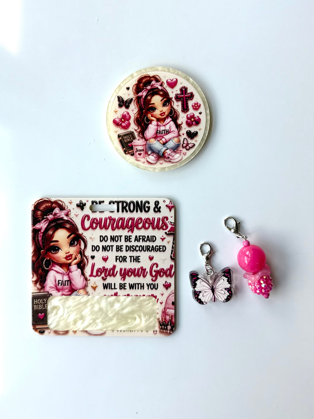 Be Strong & Courageous Interchangeable Badge Reel Buddy
