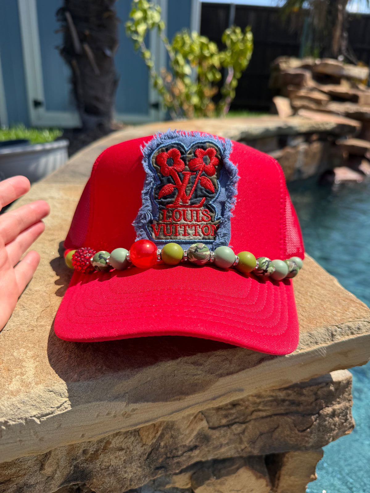 LV inspired Red Cap