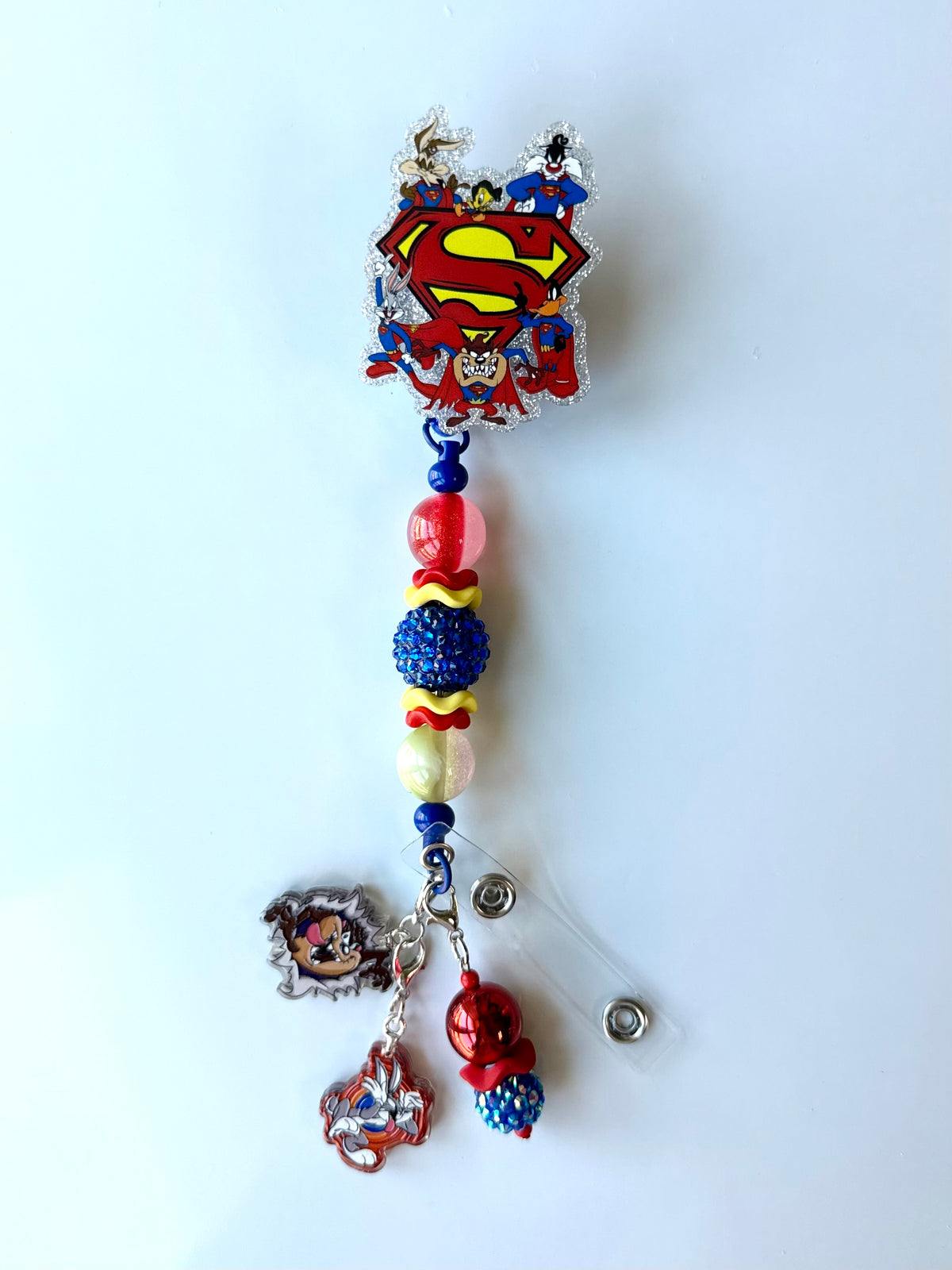 Supes Man Beaded Interchangeable Badge Reel
