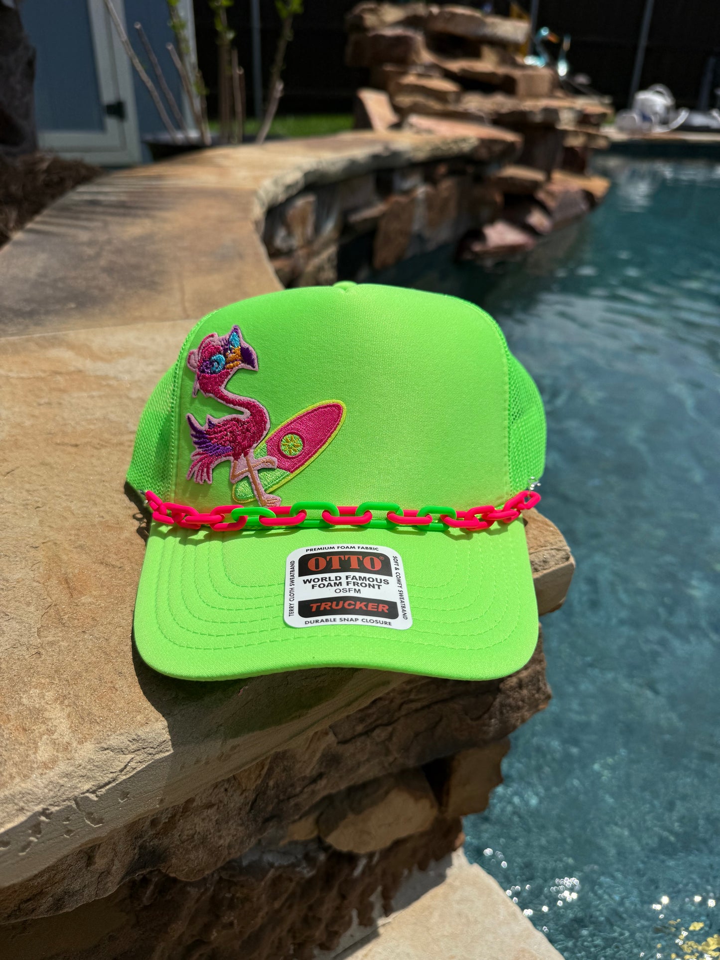 Neon Green Flamingo Cap