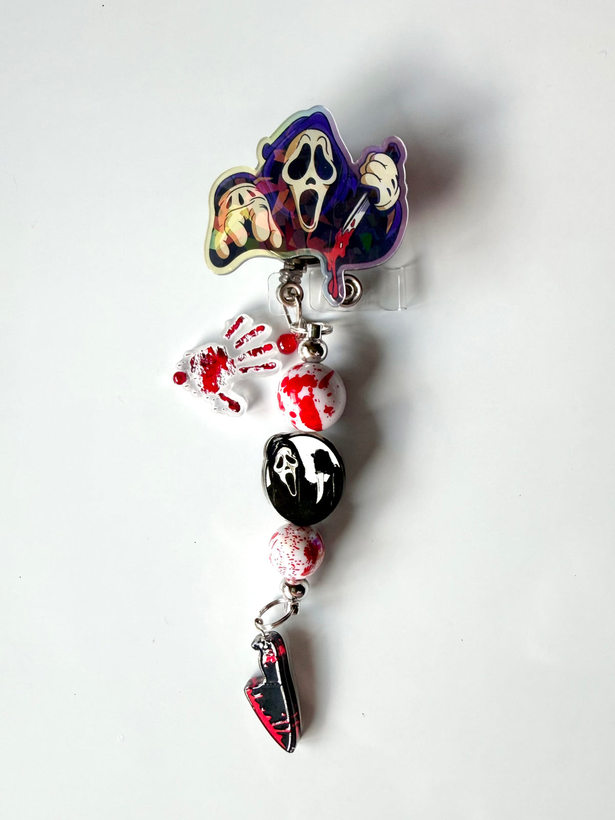 Ghost Face Beaded Interchangeable Badge Reel