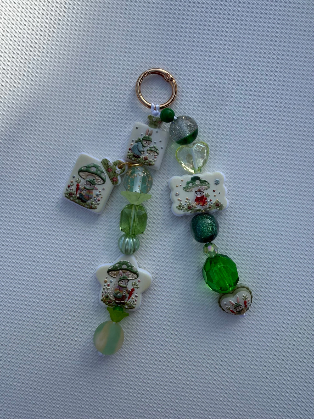 Green Bunny Cottage Core Bag Charm