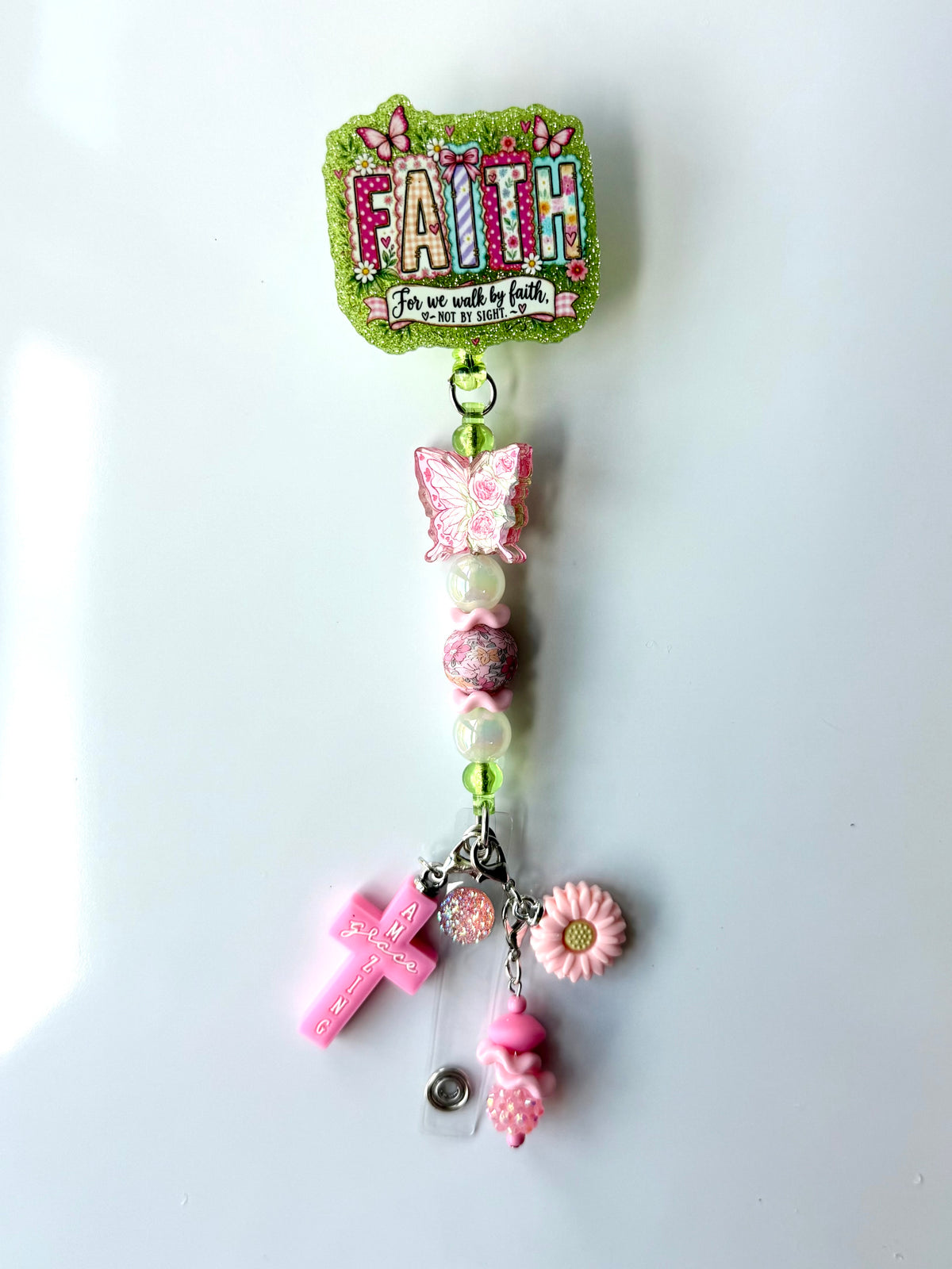 Faith Beaded Interchangeable Badge Reel