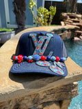 LV Inspired Cherry Denim Cap