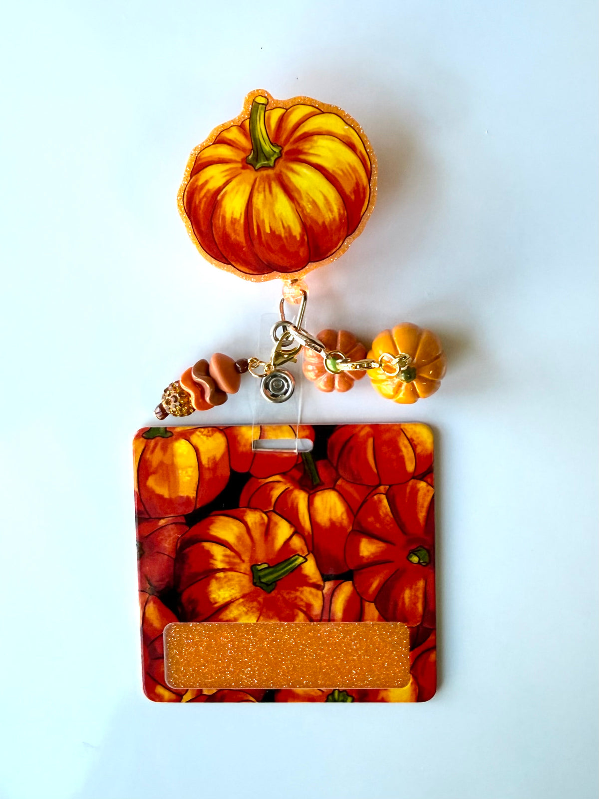 Orange Pumpkin Interchangeable Badge Reel Buddy