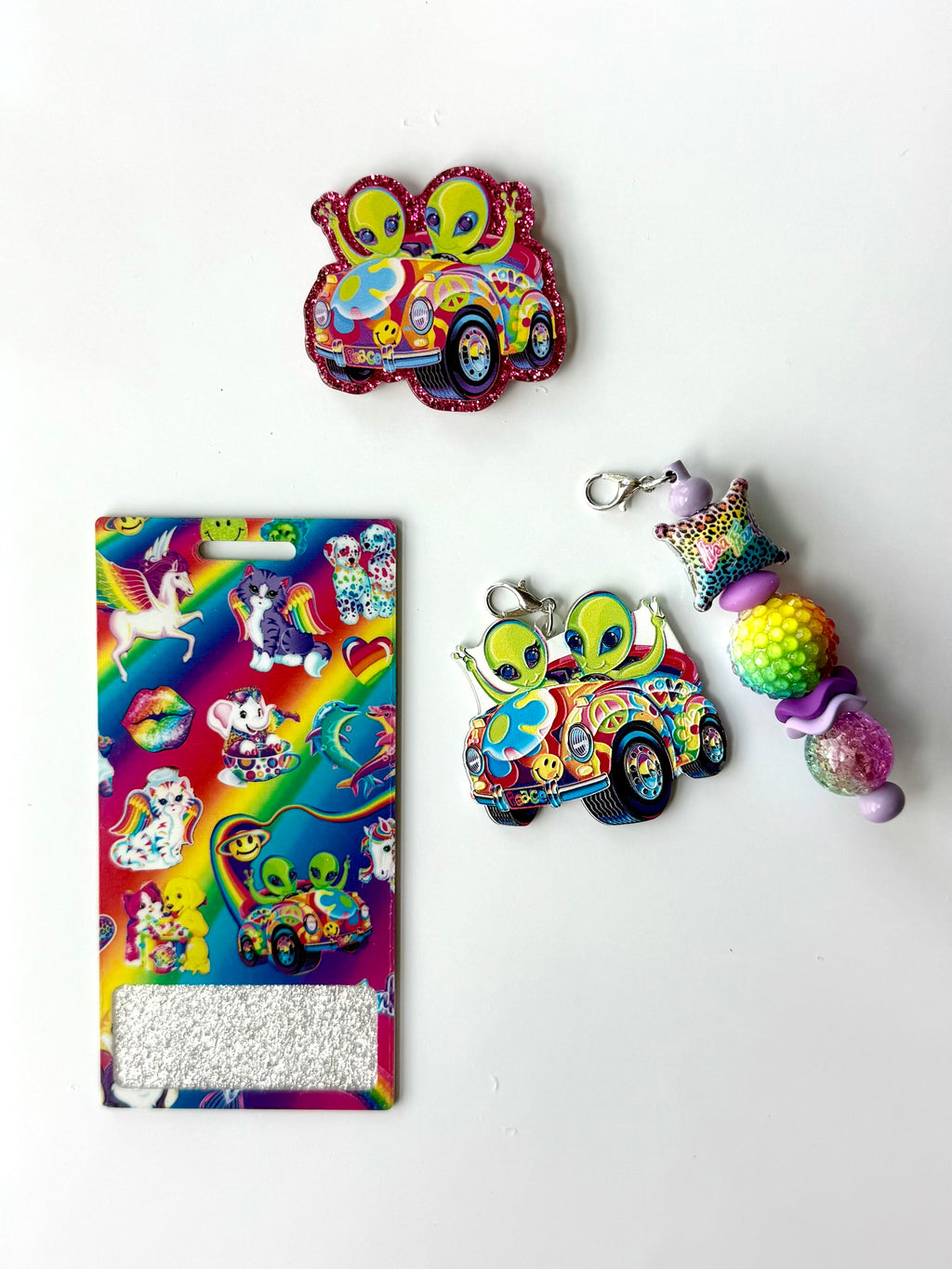 90s Rainbow Alien Interchangeable Badge Reel Buddy