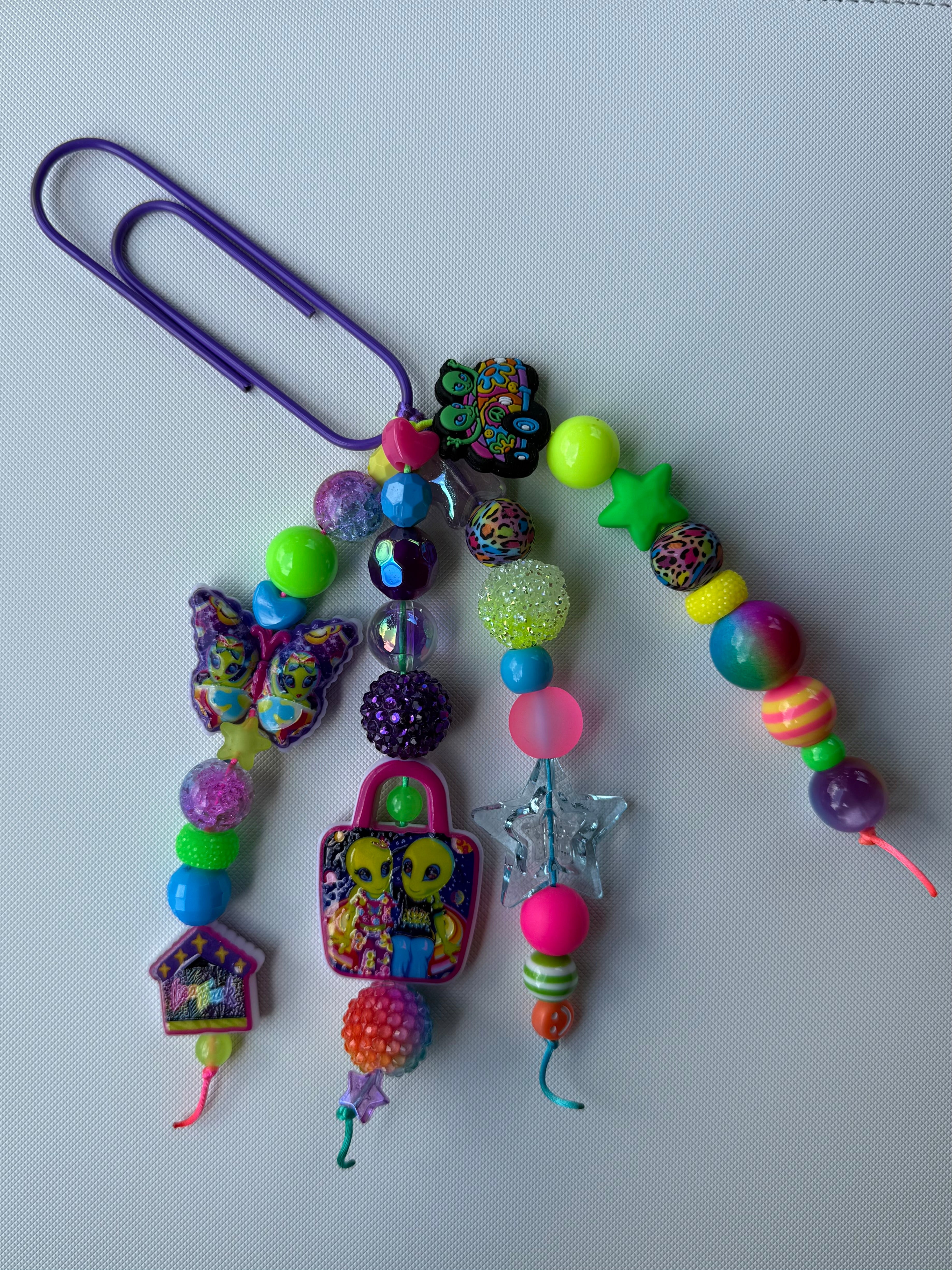Neon Alien Beaded Bookmark