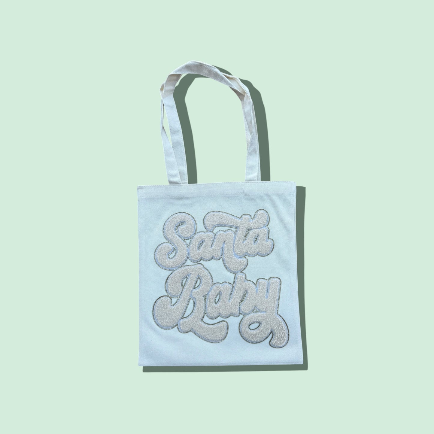Cream Santa Baby Patch Tote