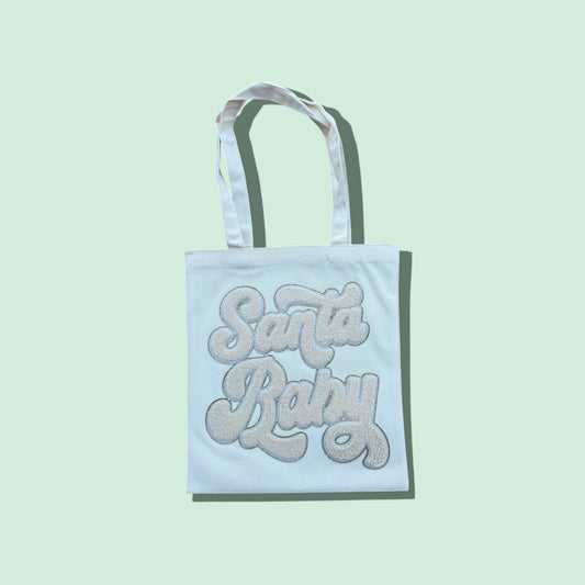Cream Santa Baby Patch Tote
