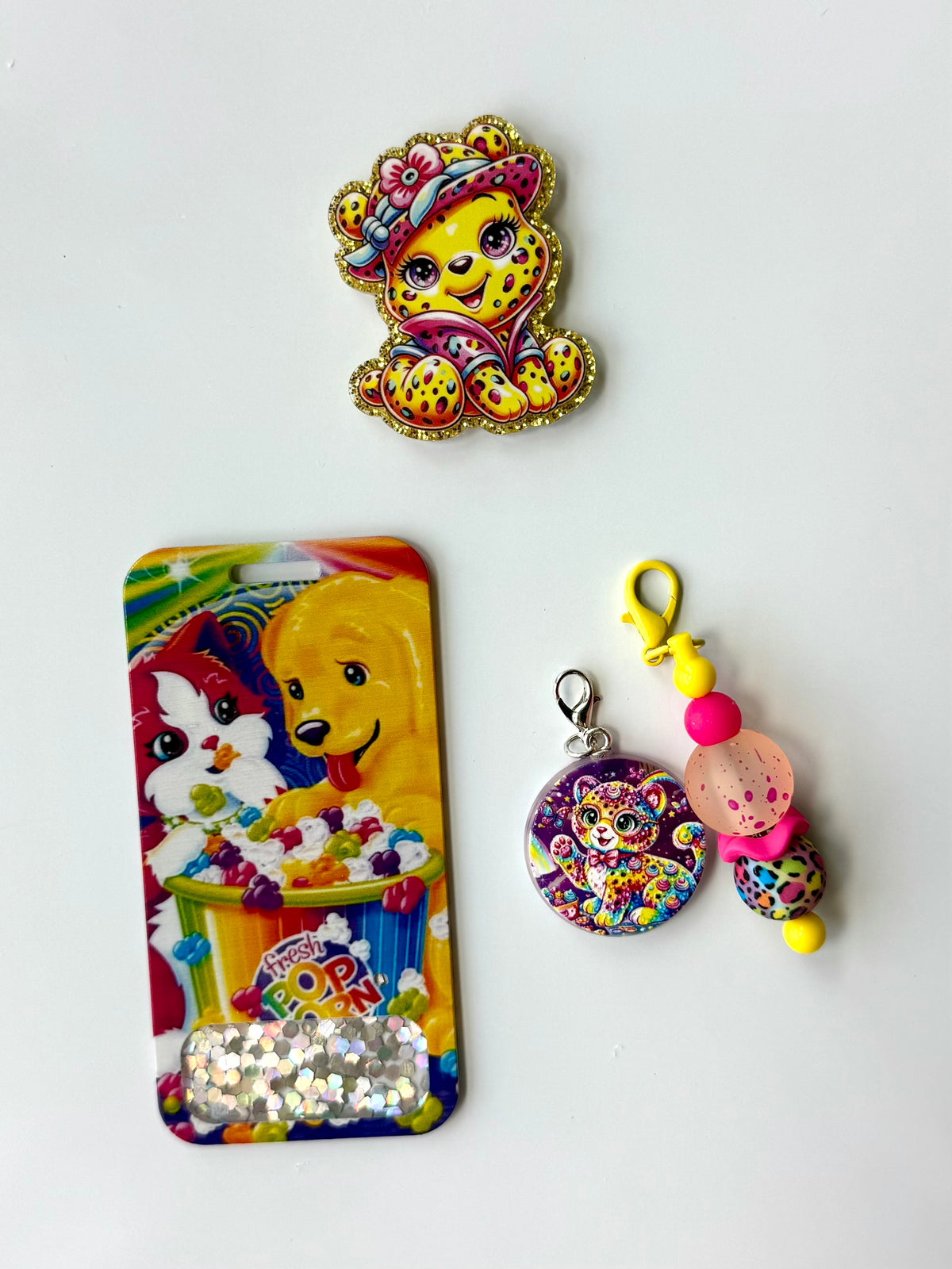 90s Rainbow Dog & Cat Interchangeable Badge Reel Buddy