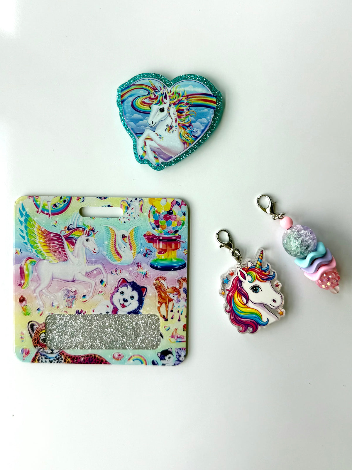 90s Rainbow Unicorn Interchangeable Badge Reel Buddy