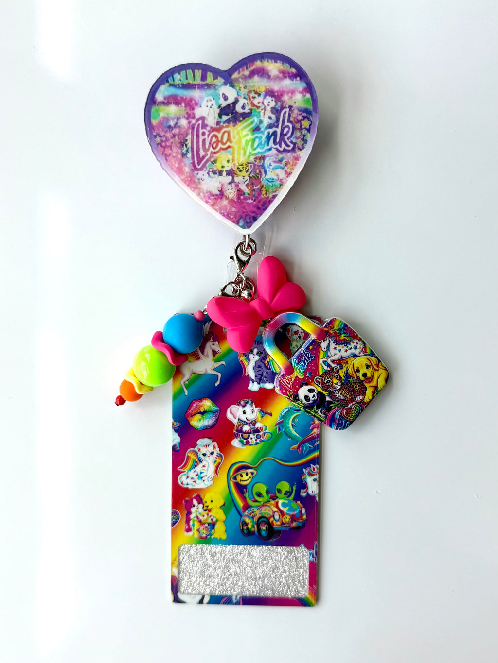 90s Rainbow Neon Heart Interchangeable Badge Reel Buddy