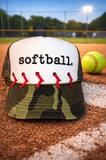 Camo & White Softball & Stitches Softball Cap