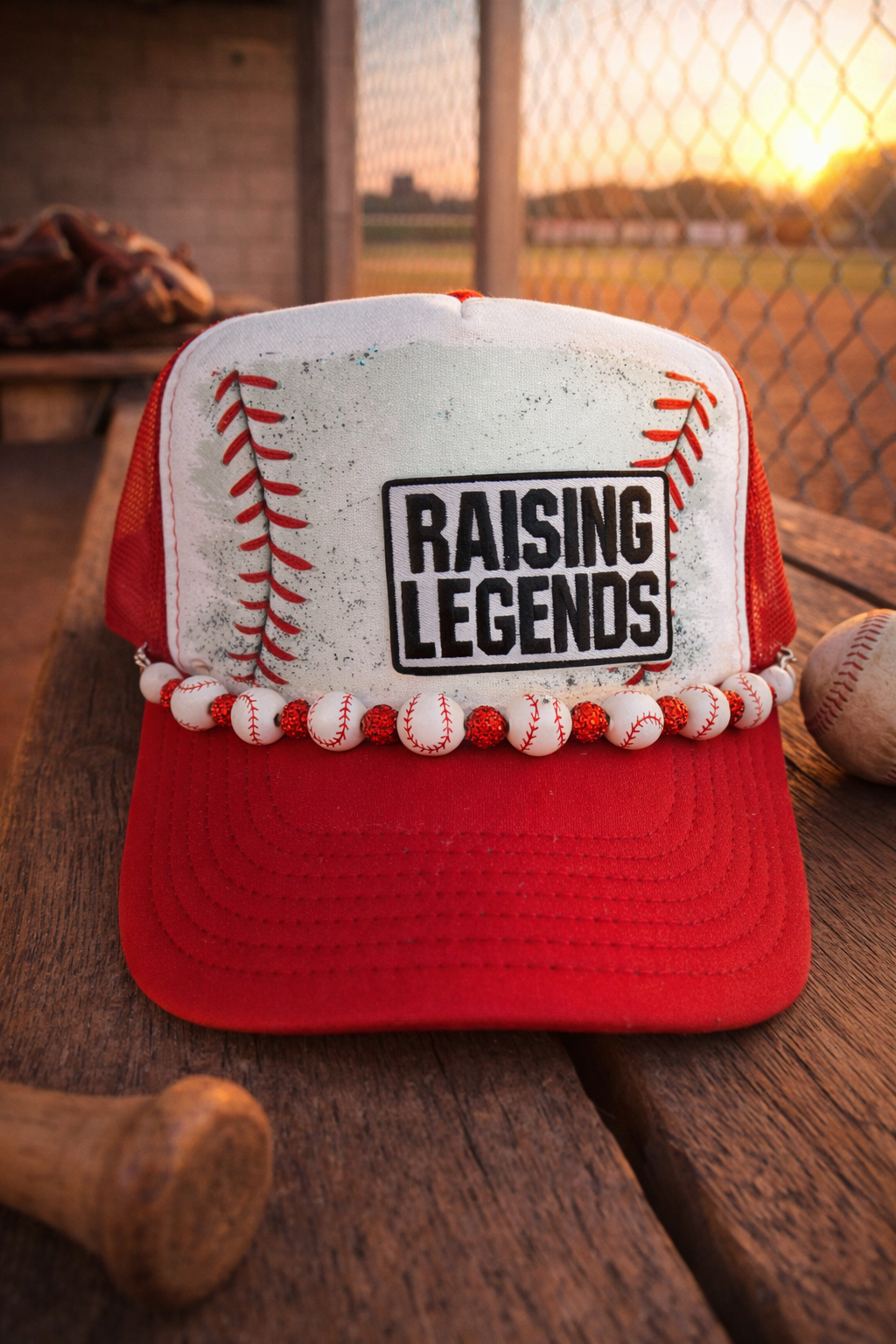 Red & White Raising Legends Baseball Cap